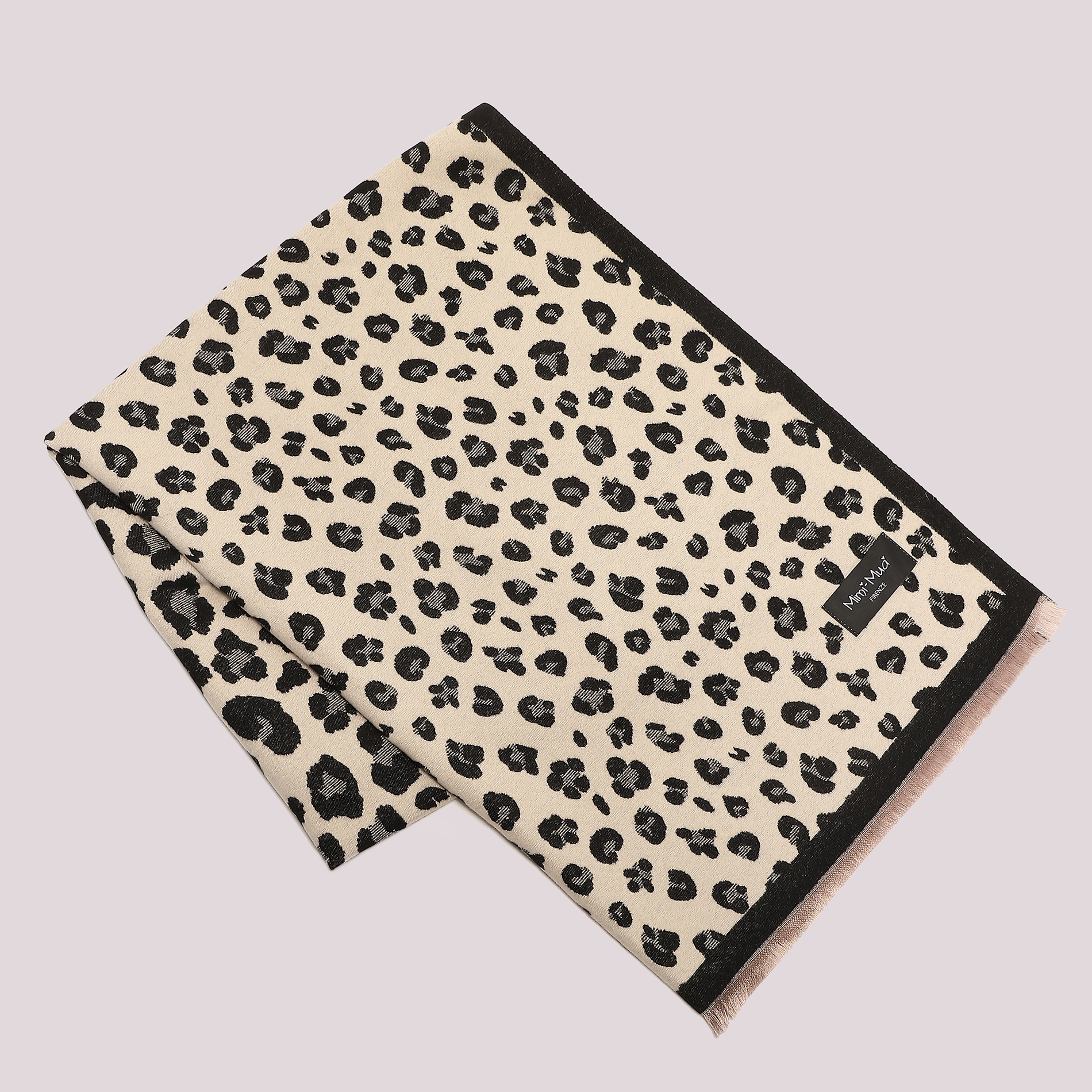 Mimi Mua sciarpa maculato tre misure nero beige calda