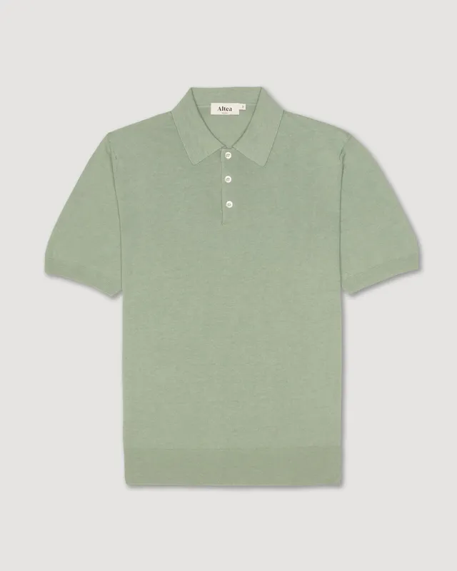 Altea polo maglia lino cotone verde taschino