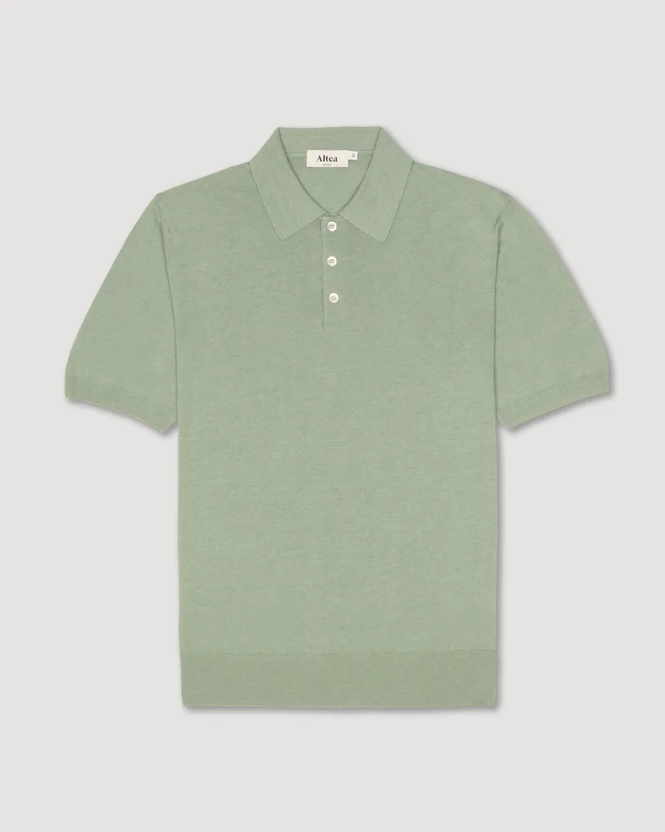 Altea polo maglia lino cotone verde taschino