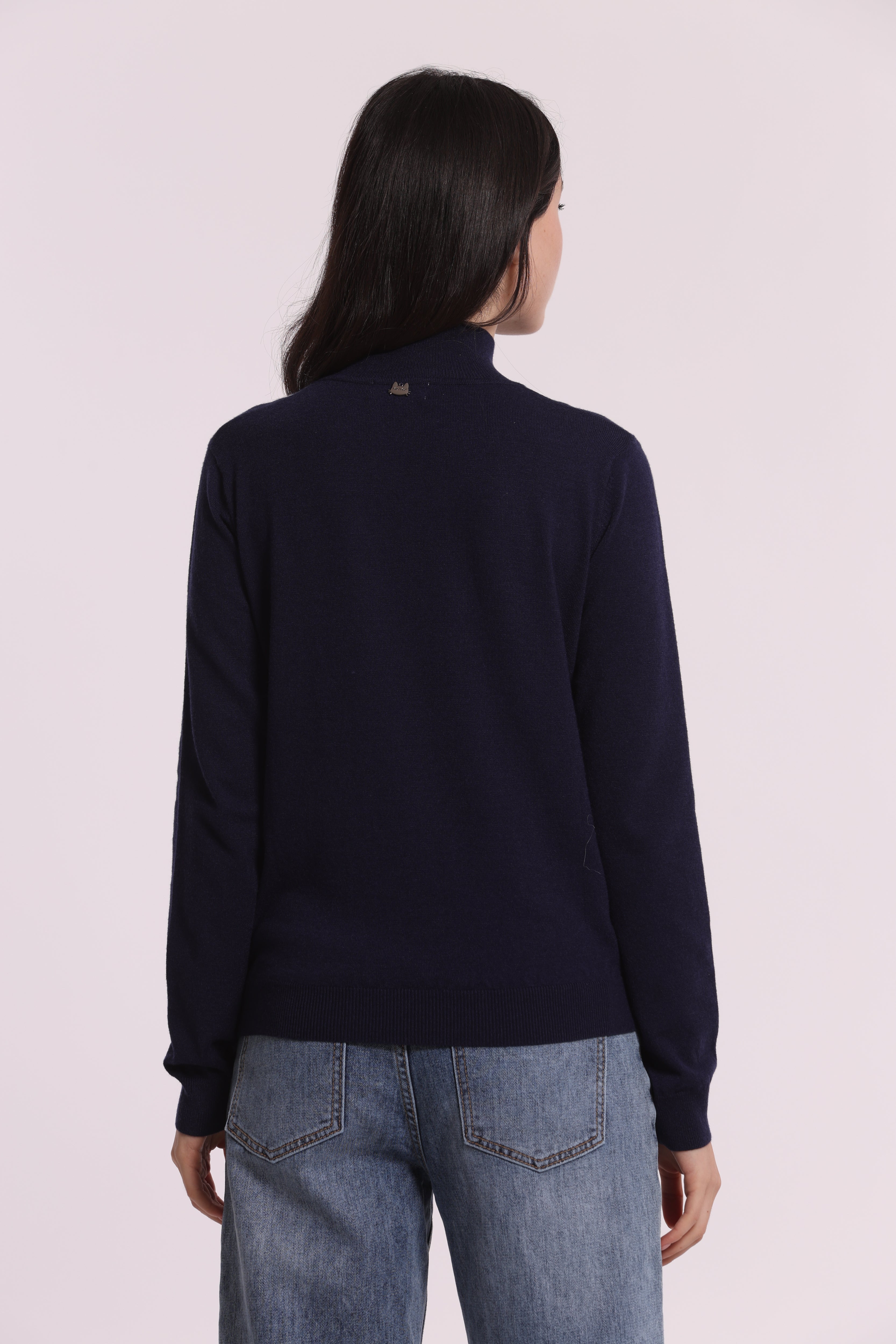 Mimi Mua Maglia Lupetto Rombo Blu Elasticizzata