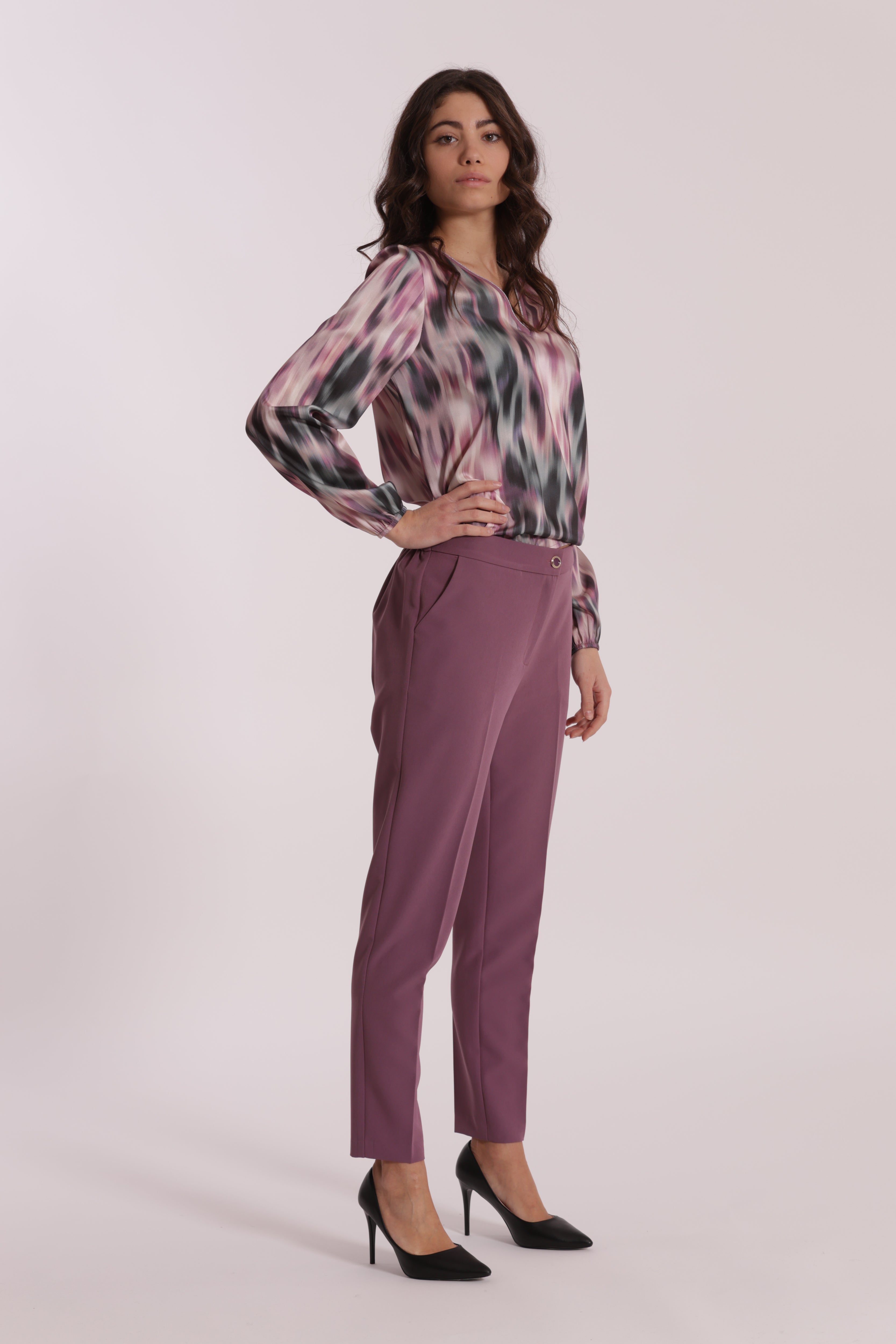 Mimi Mua Pantalone Sigaretta Elastico Nero Tecnico