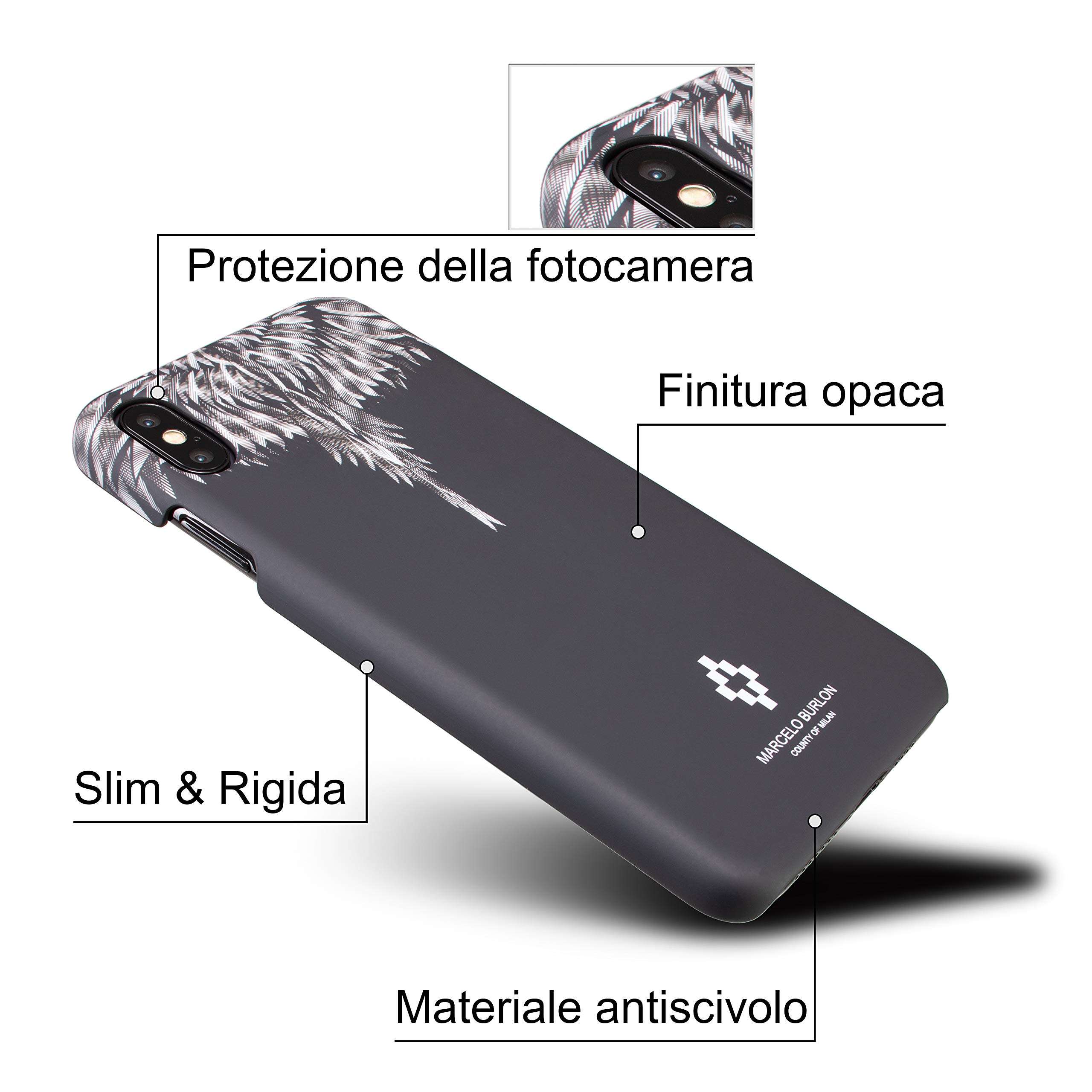 Marcelo Burlon County of Milan cover iPhone X XS rigida vetro 9H