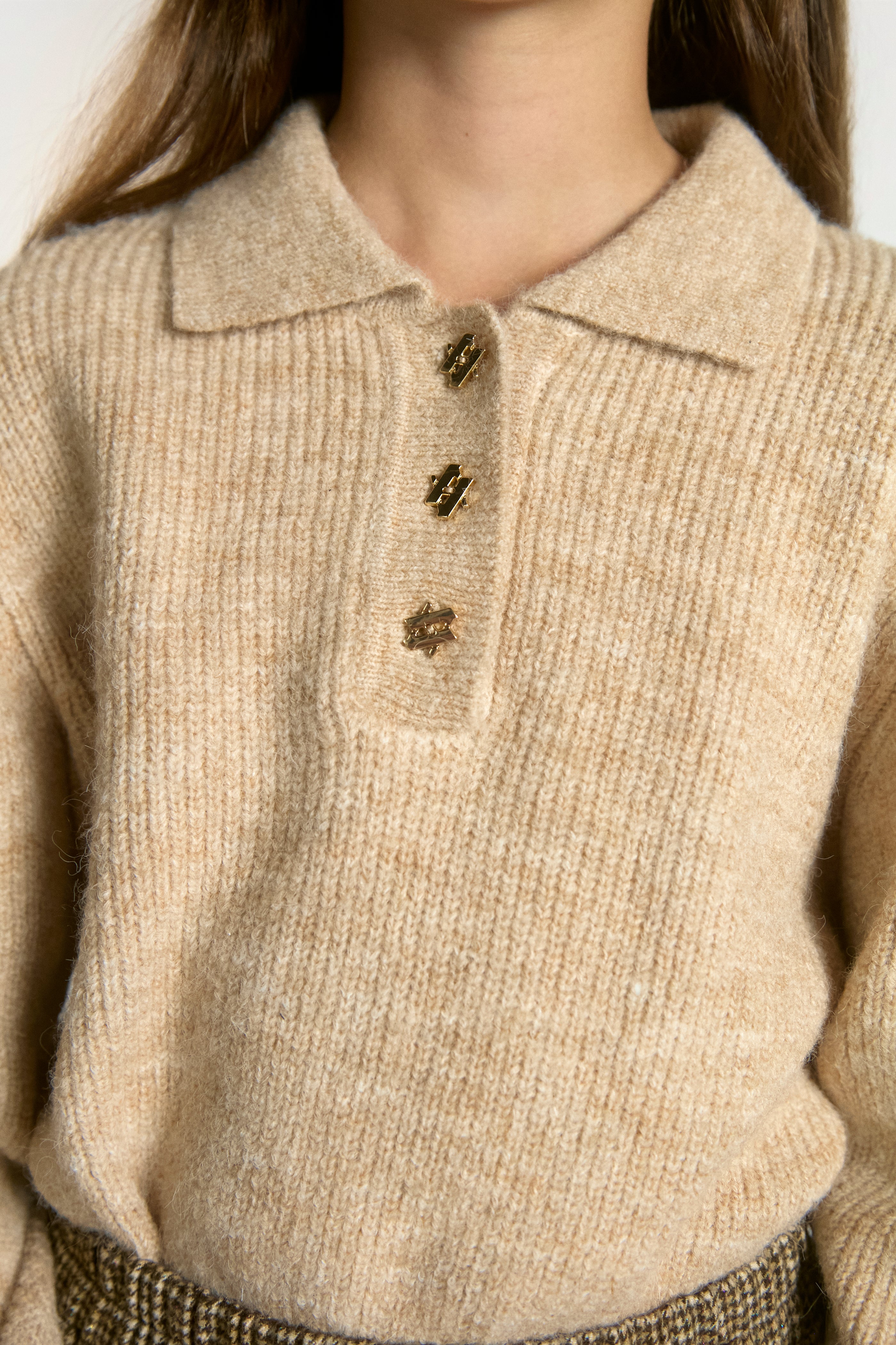 Aaiko Doux maglione beige collo polo