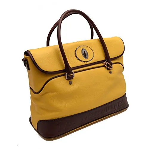 La Martina Polo borsa tracolla pelle gialla cartella 36x28