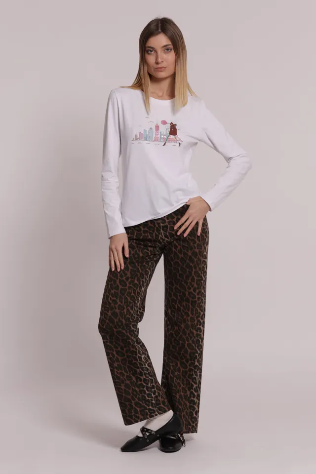 Mimi Mua Palazzo jeans animalier cammello
