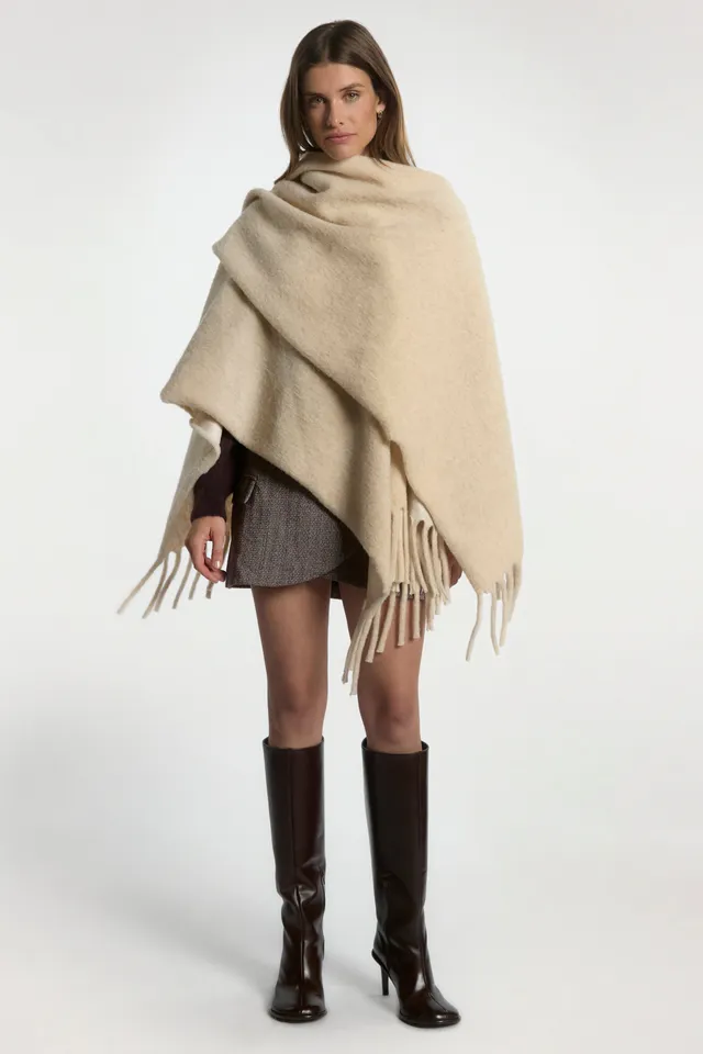 Aaiko Mila poncho crema in misto lana