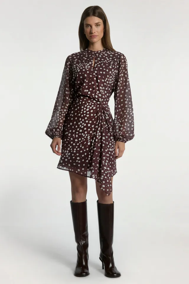 Aaiko Falin abito bordeaux pois sopra ginocchio