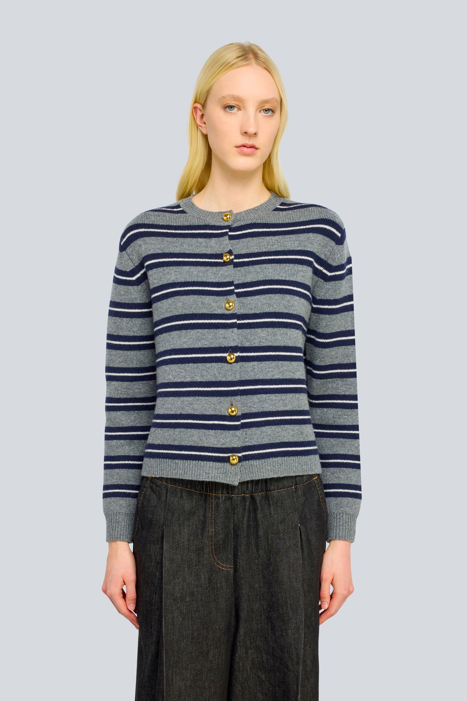 Semicouture Jasmine cardigan misto cashmere rigato