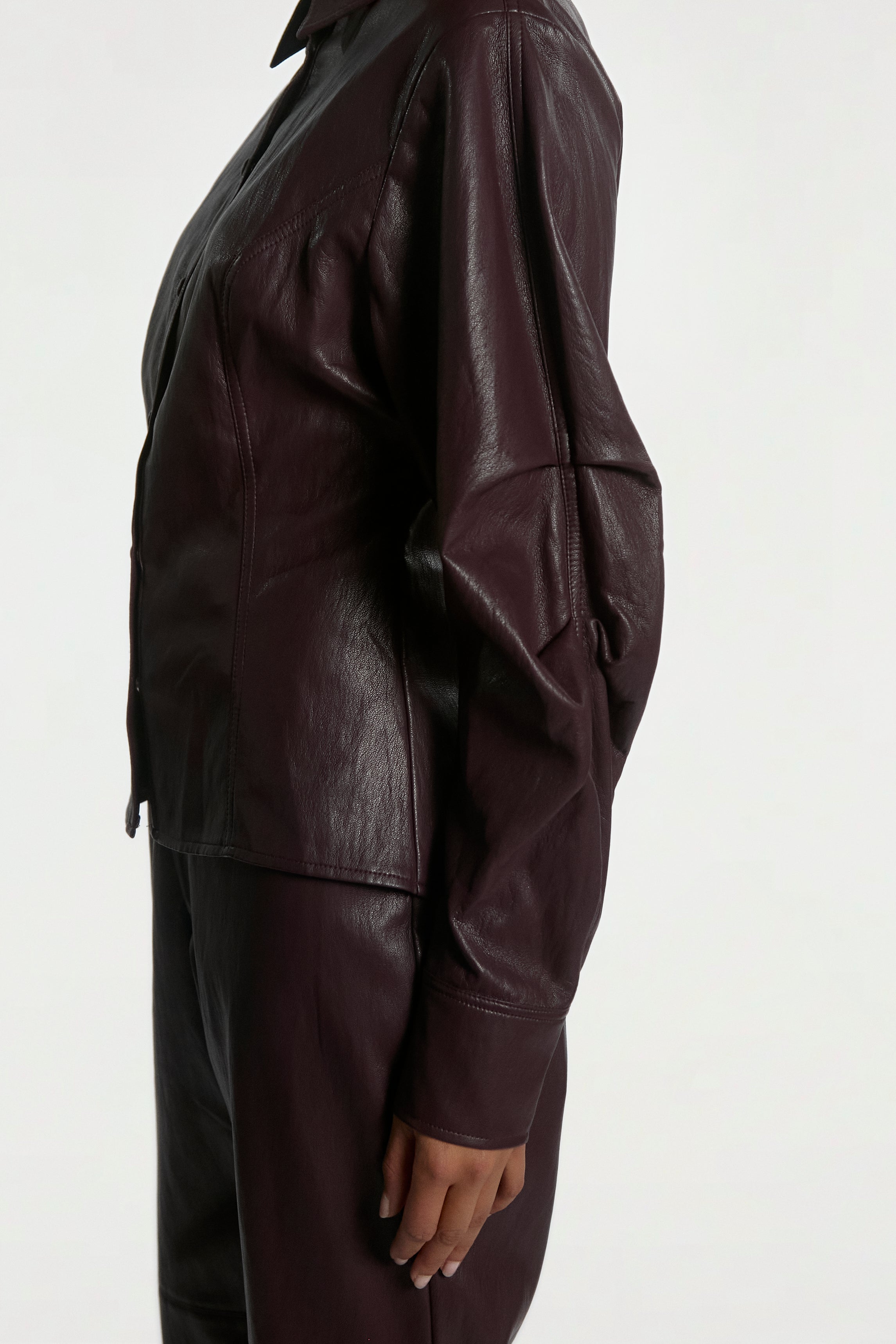 Aaiko Isabel camicia ecopelle bordeaux bottoni