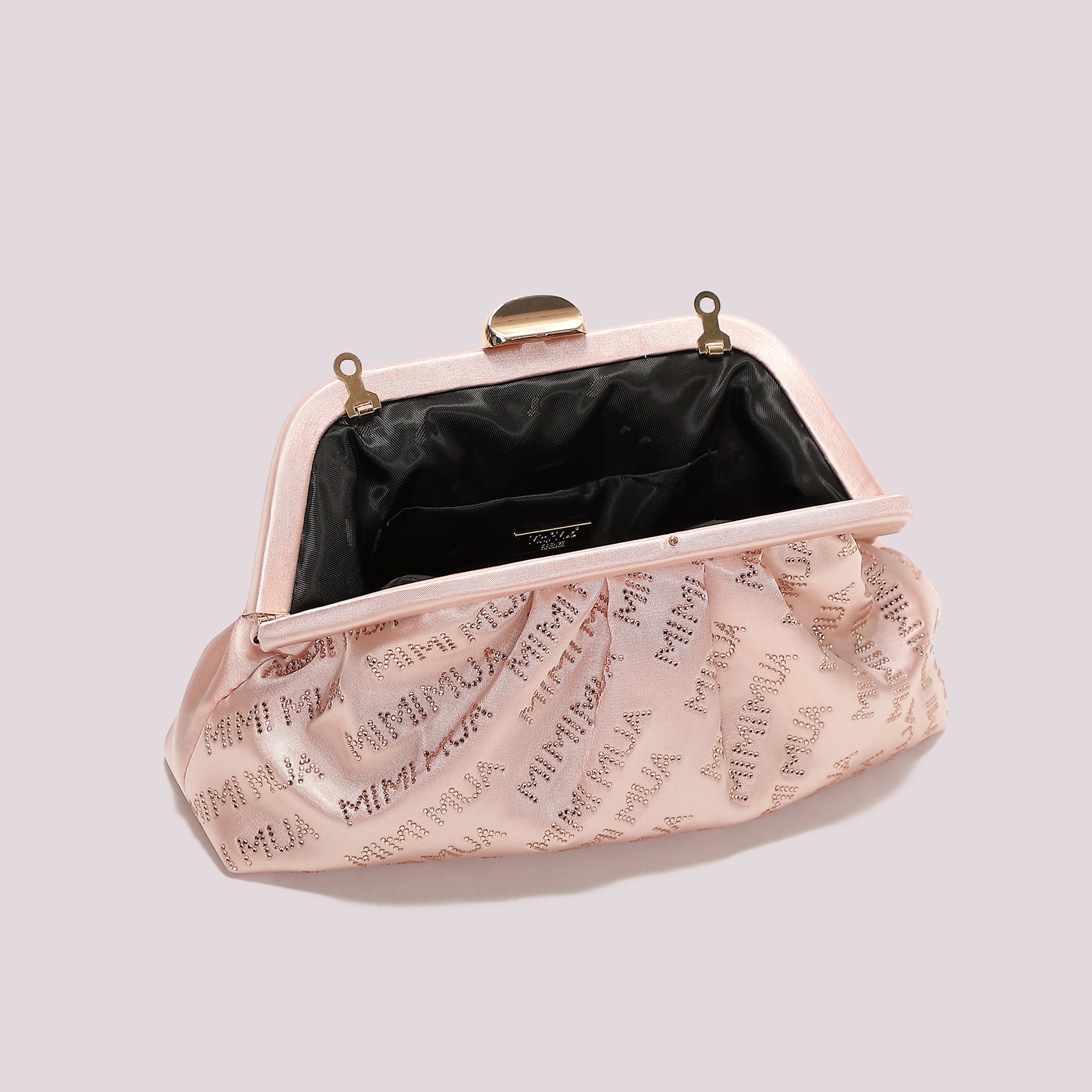 Mimi Mua Borsa Clutch Logo Strass Nero