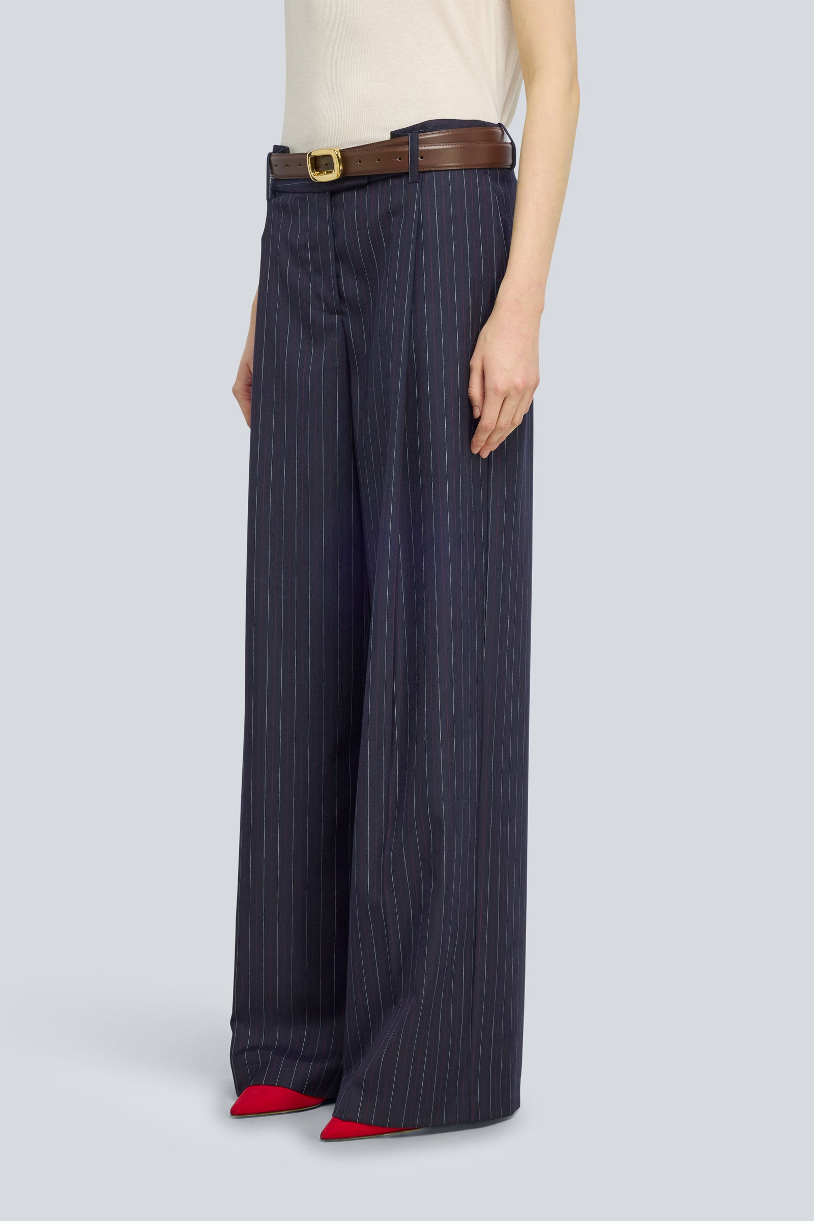 Semicouture July Y6WM63 pantalone gessato lana