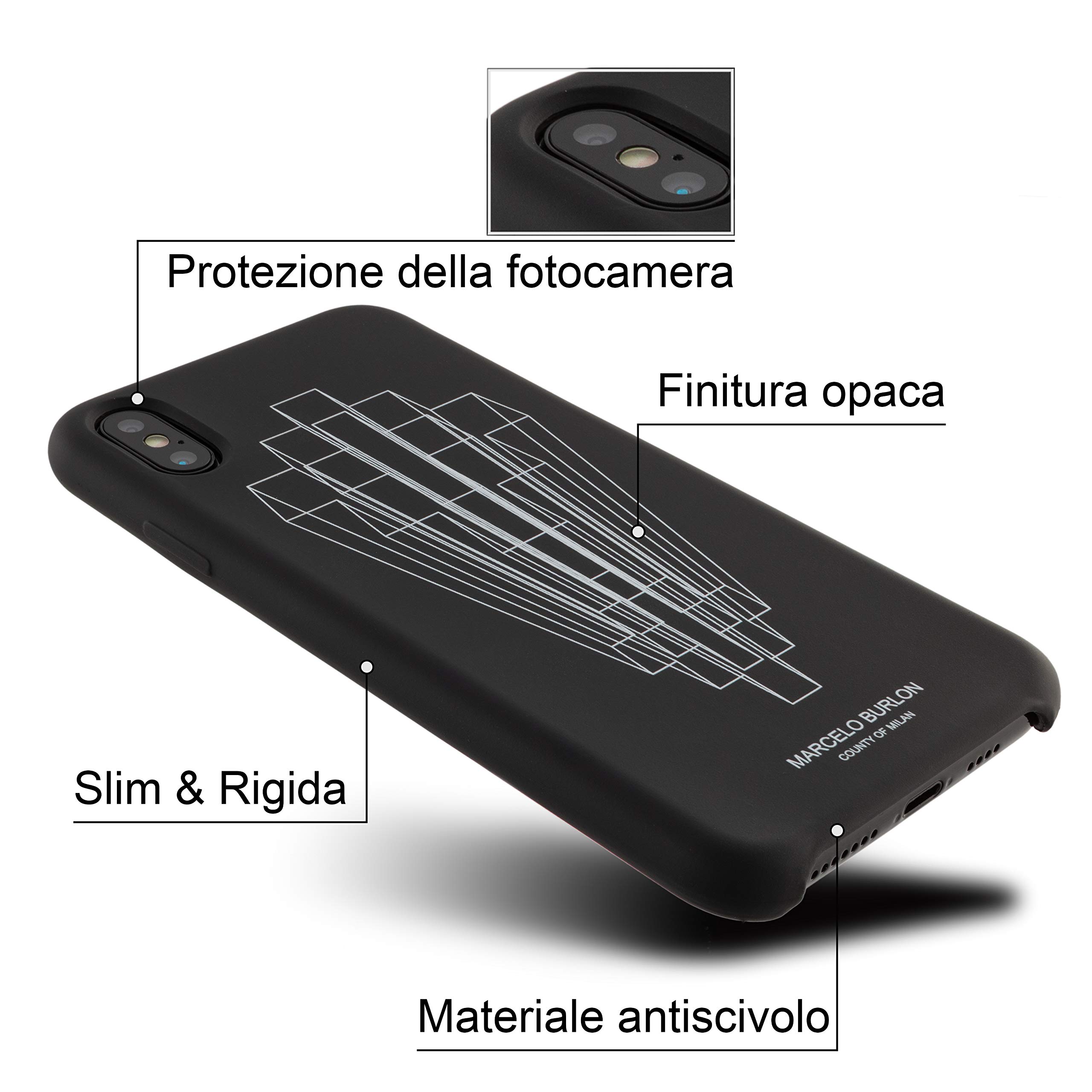 Marcelo Burlon County of Milan cover iPhone XS Max + vetro antigraffio