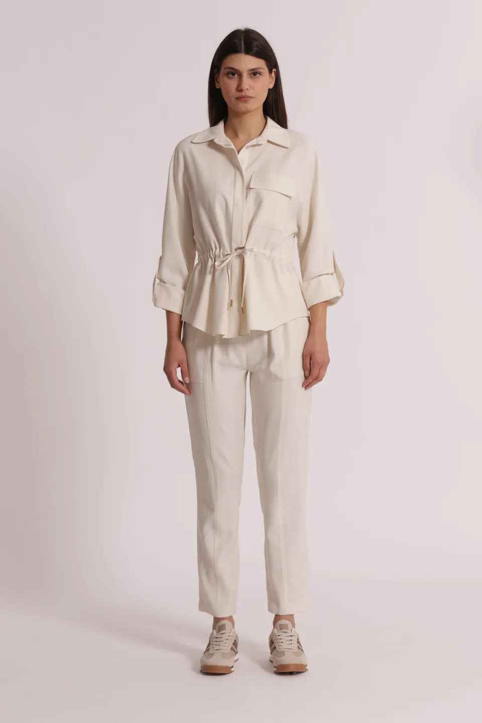 Mimi Mua pantalone con elastico pantaloni latte viscosa