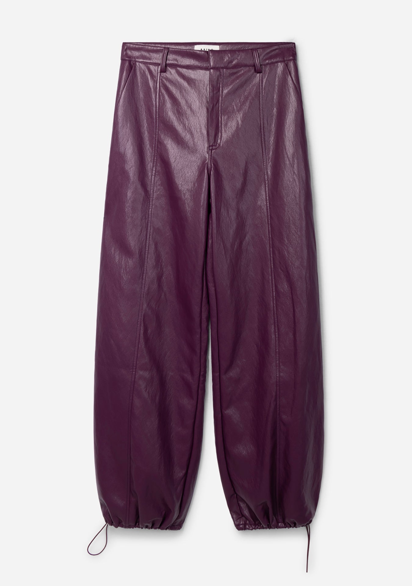Aaiko Jet pantaloni prugna ecopelle gamba larga