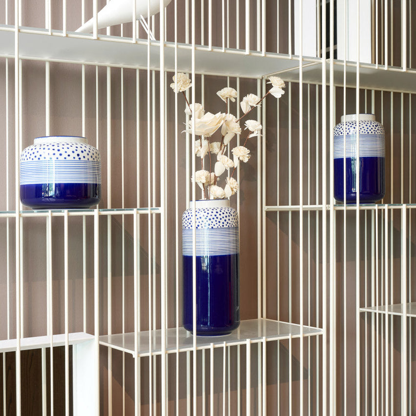 On Earth Cooperative Collection Dot Stripes vaso ceramica blu 30 cm