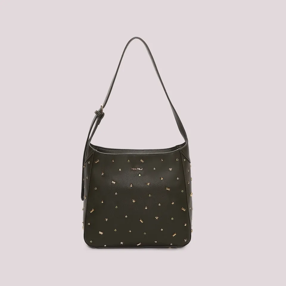 Mimi Mua Borsa a Spalla Applicazioni Nera 30cm