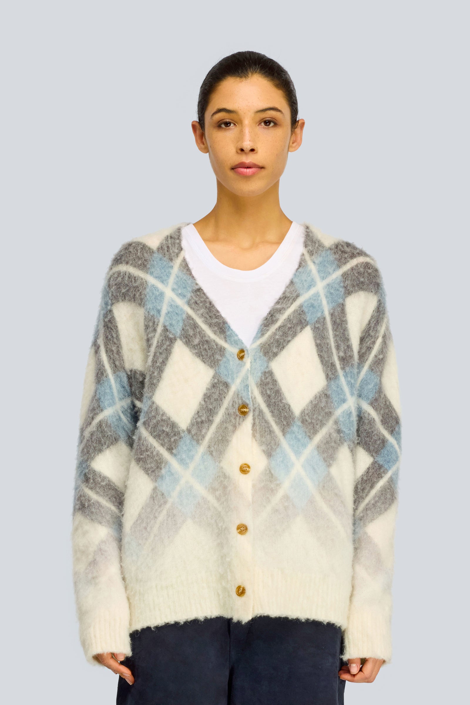 Semicouture Isabel cardigan alpaca rombi avio