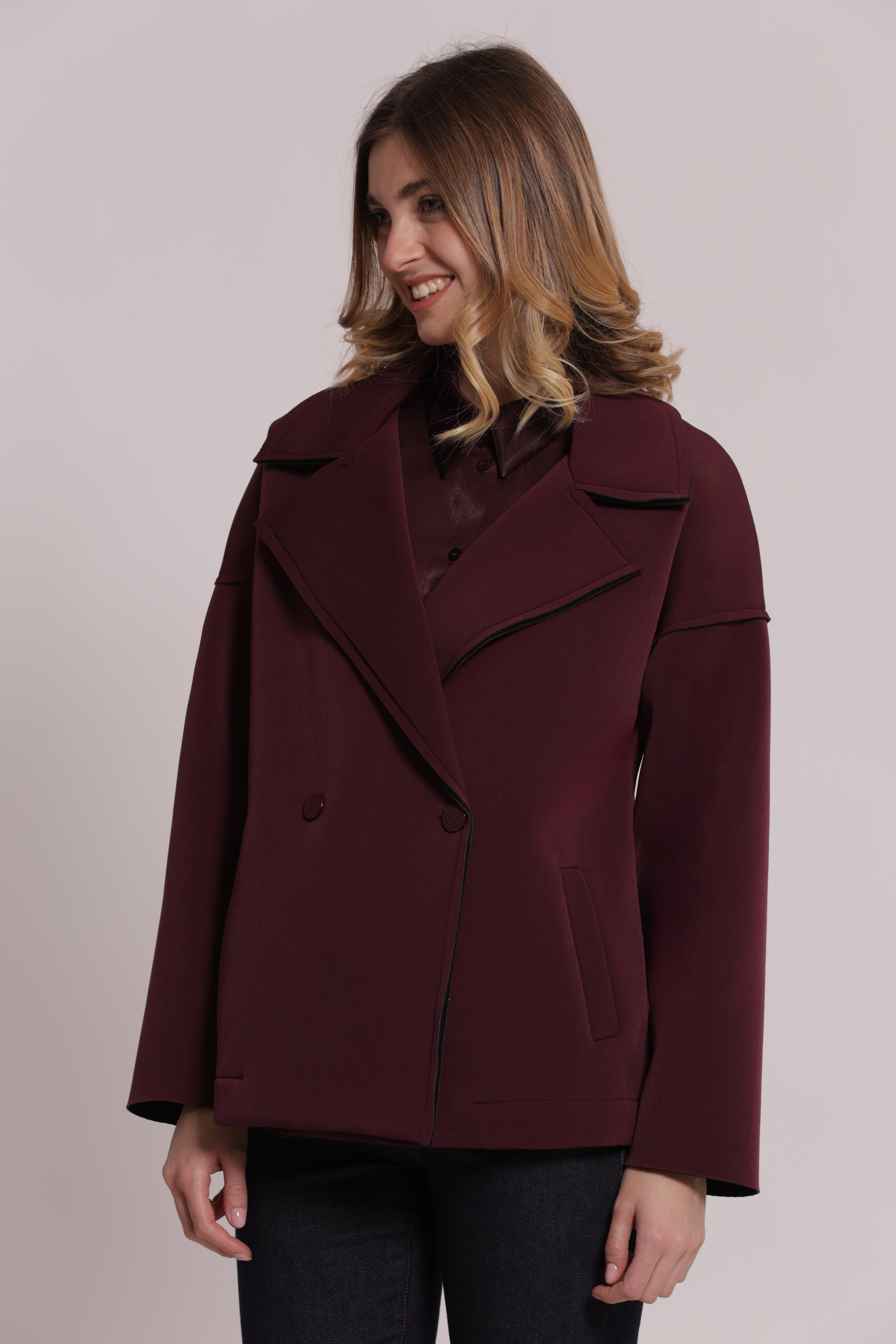 Mimi Mua Giaccone Corto in Neoprene Giacca Moro