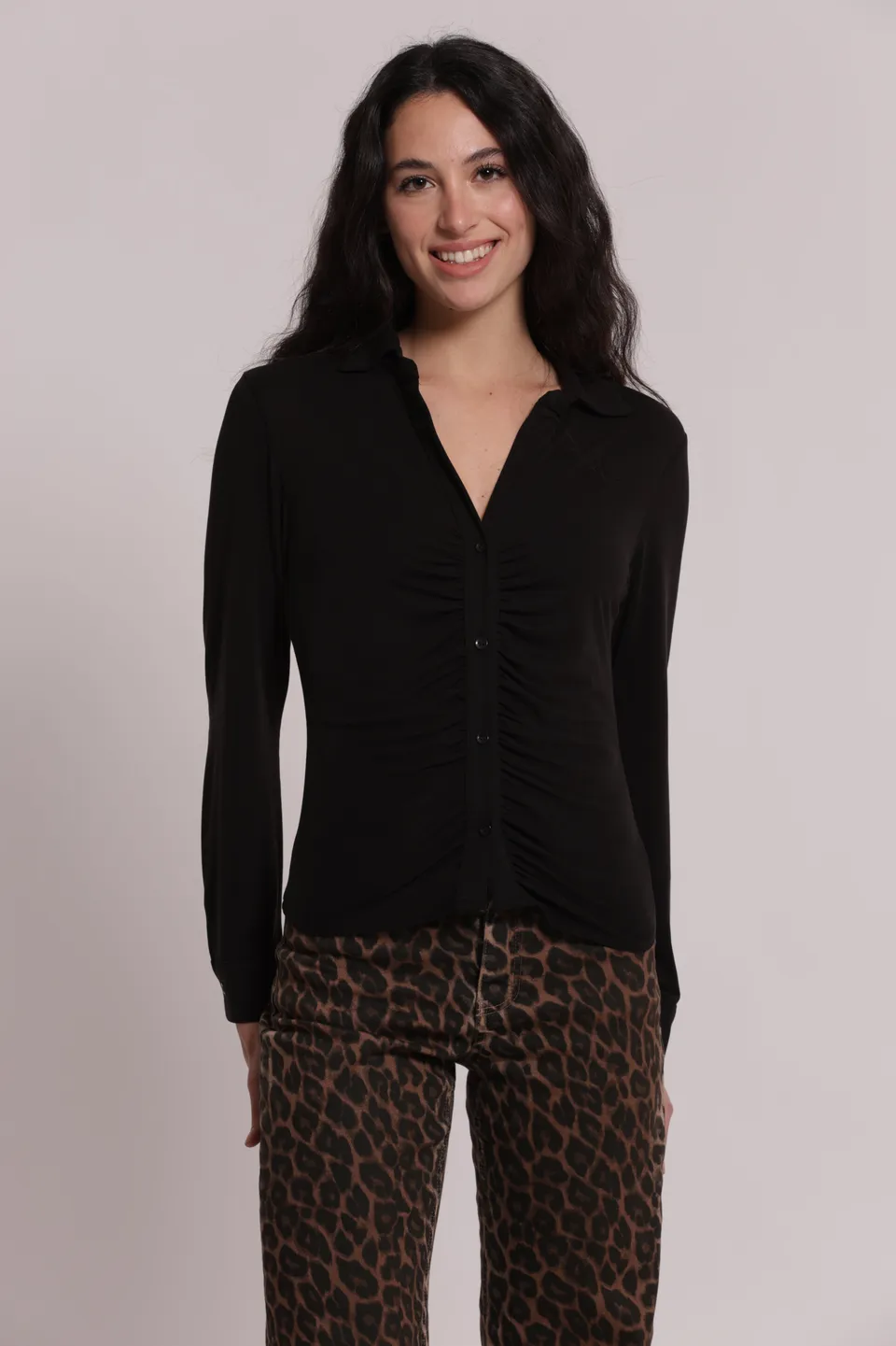 Mimi Mua camicia drappeggio frontale viscosa