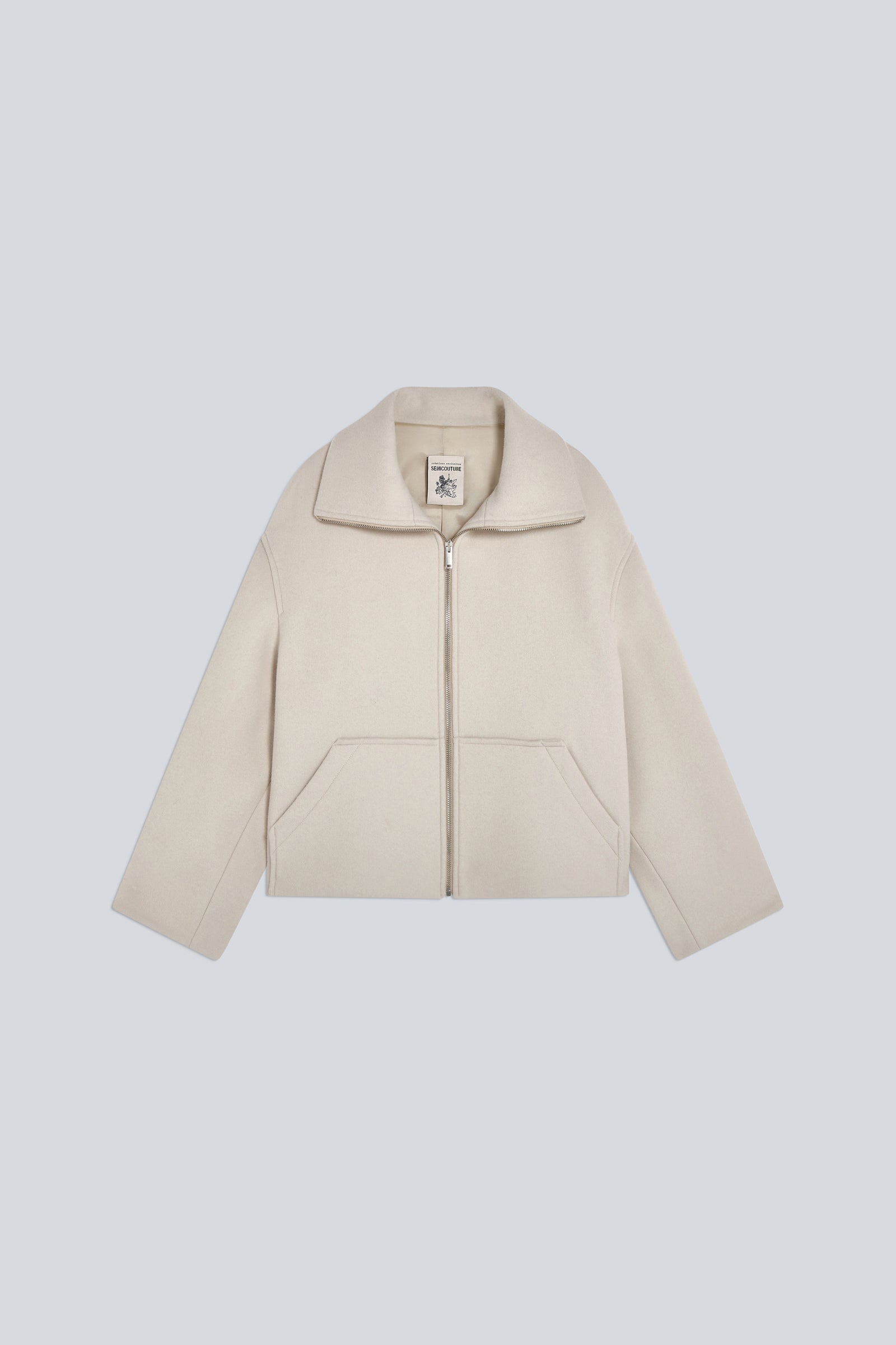 Semicouture Jeane cappotto crusca panno zip