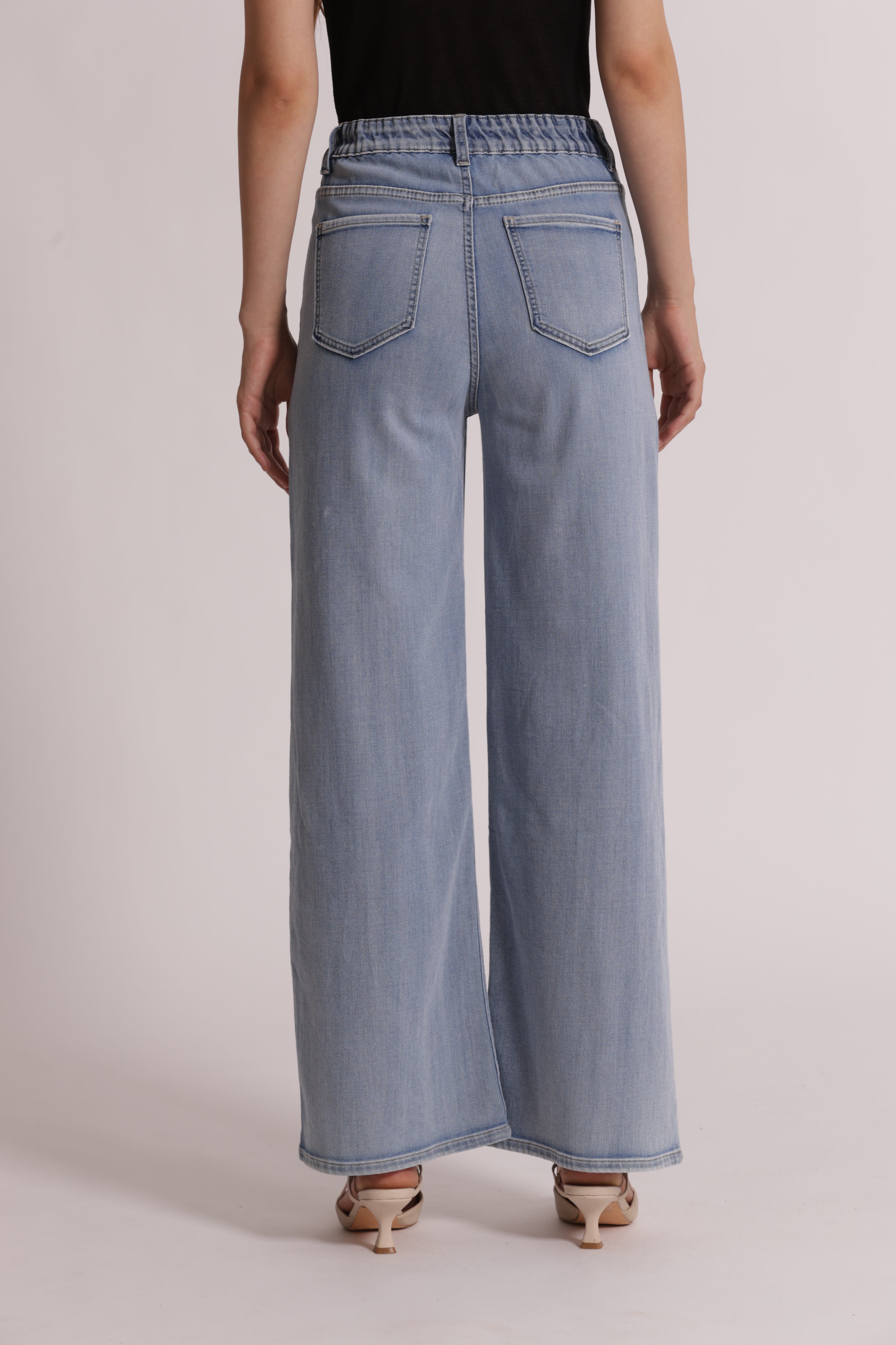 Mimi Mua Jeans Palazzo jeans blu chiaro elastico
