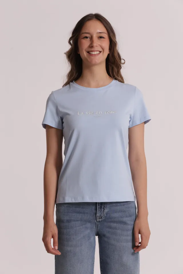 Mimi Mua T-Shirt La Vie en Rose Ricamata Bianco