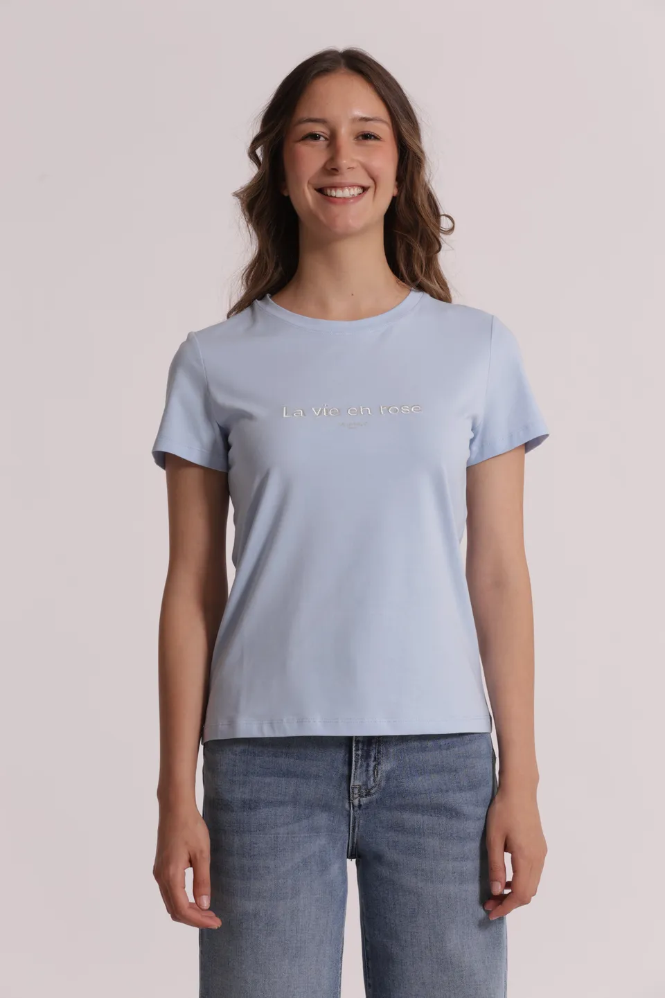 Mimi Mua T-Shirt La Vie en Rose Ricamata Bianco