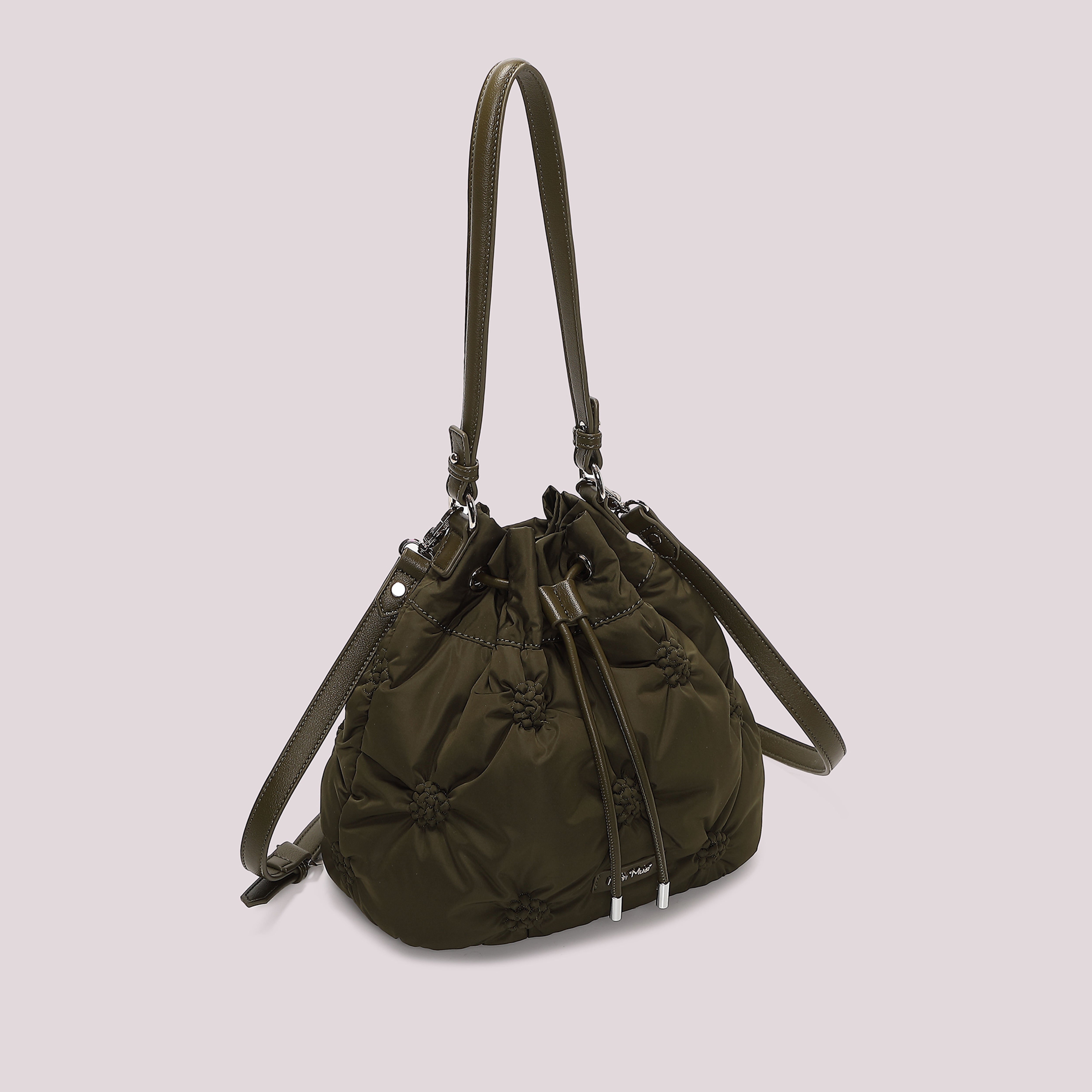 Mimi Mua Secchiello Effetto Piumino Borsa a Mano Nero Tracolla