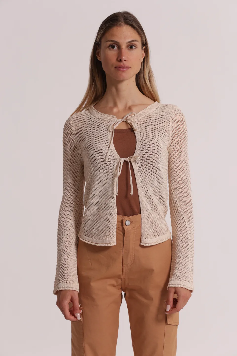 Mimi Mua Fiocchi cardigan maglia nero viscosa