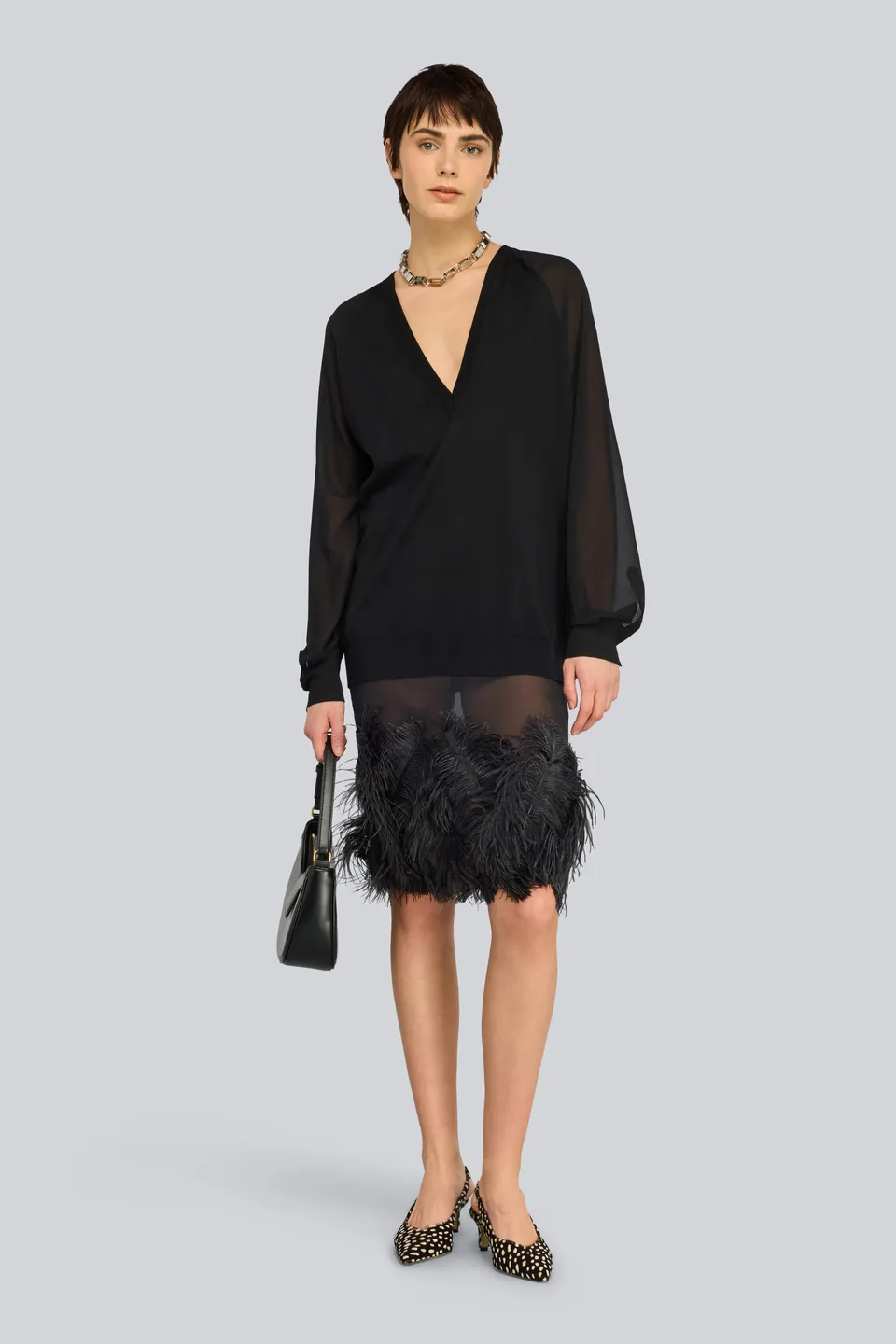 Semicouture Jetta maglia lana nera scollo V