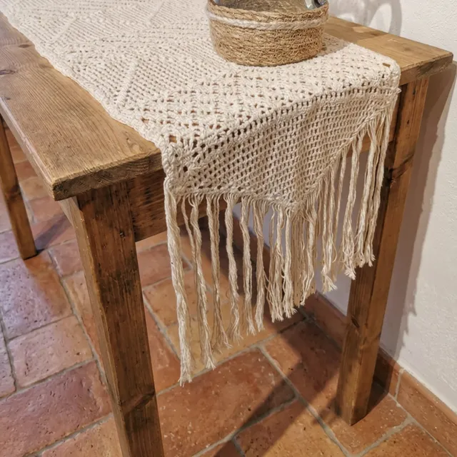On Earth Trame runner crochet cotone 220x40 cm naturale