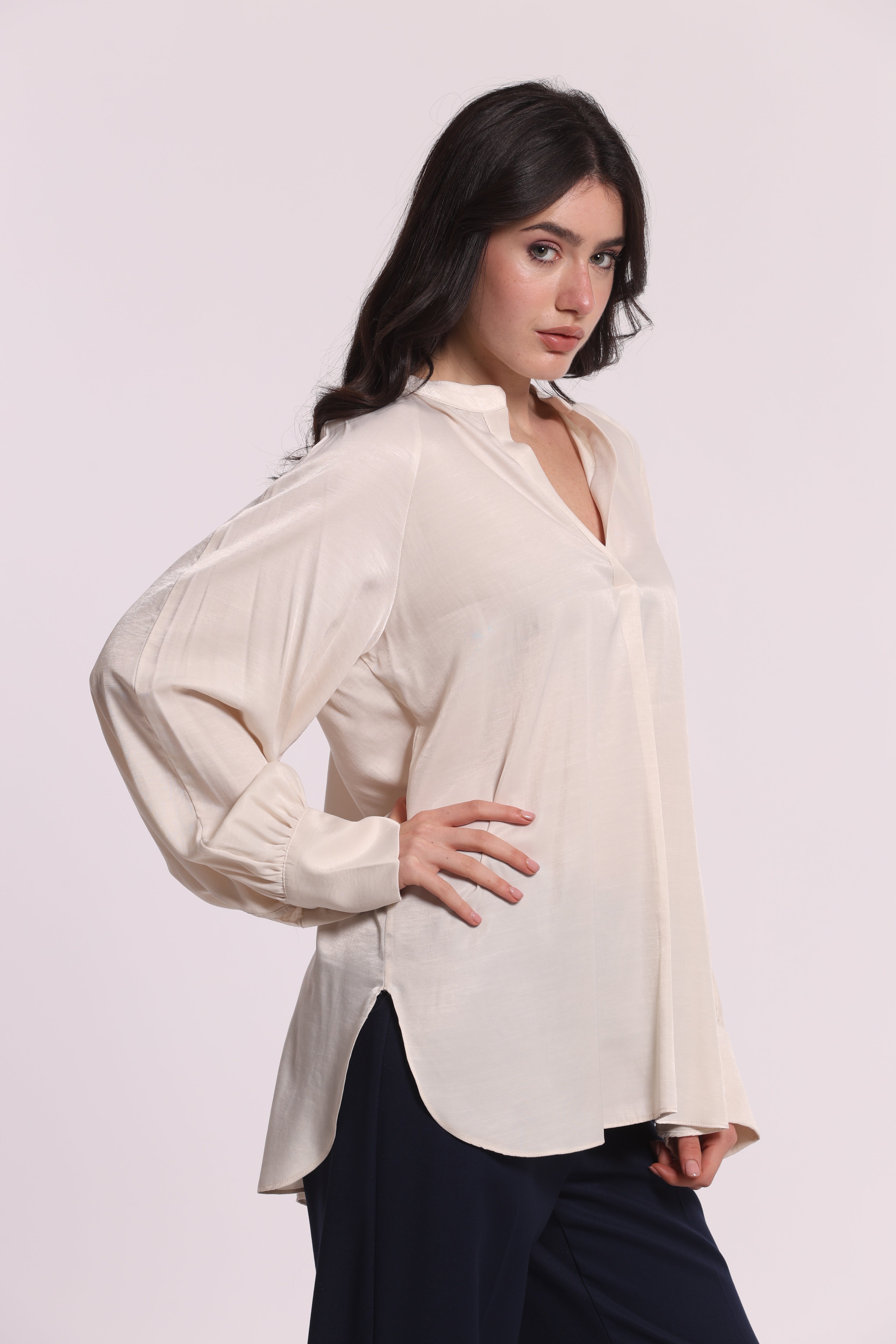 Mimi Mua Blusa Scollo a V Mano Seta blusa nero