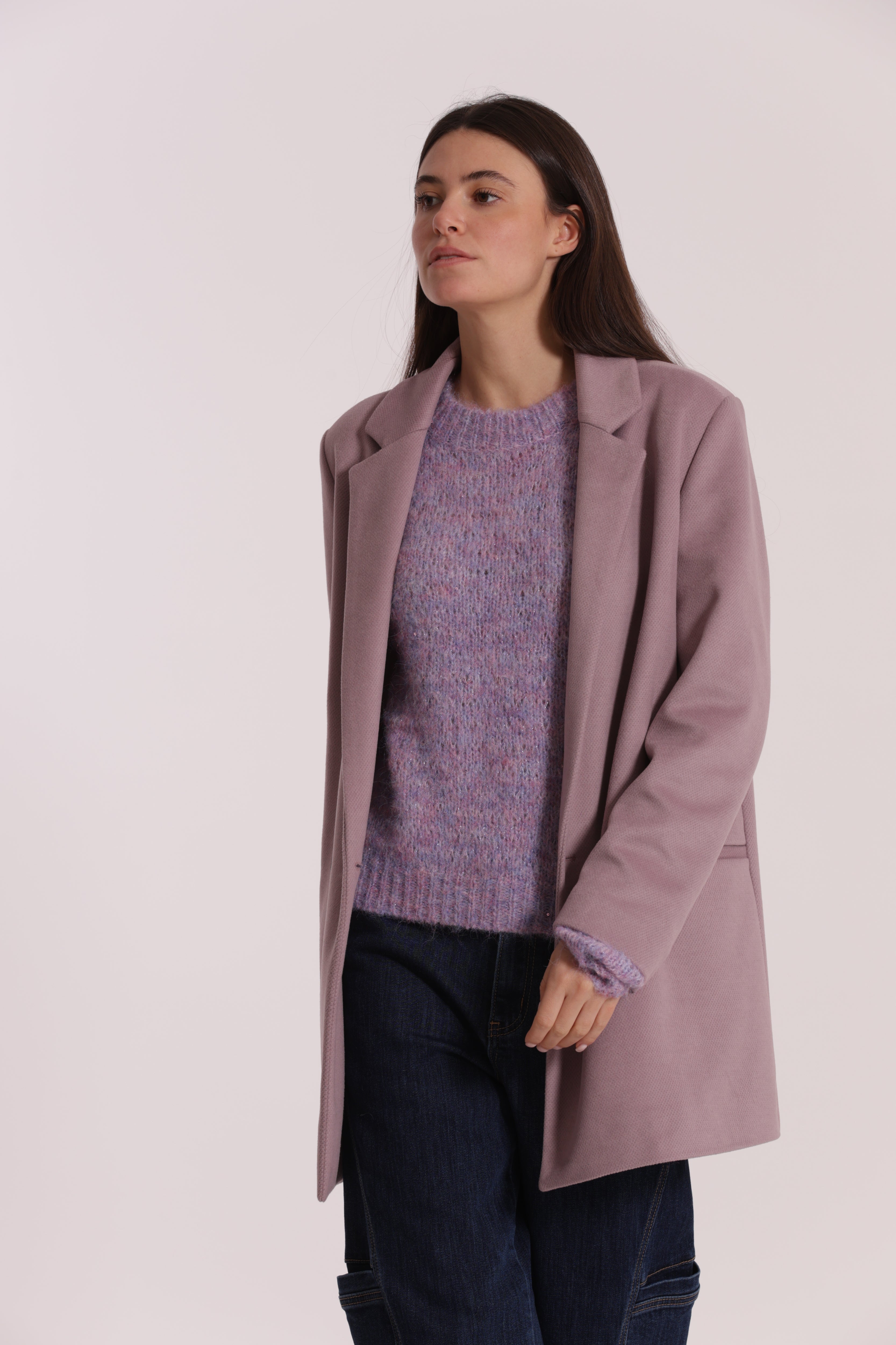 Mimi Mua Giaccone Doppio Petto Malva cappotto sartoriale