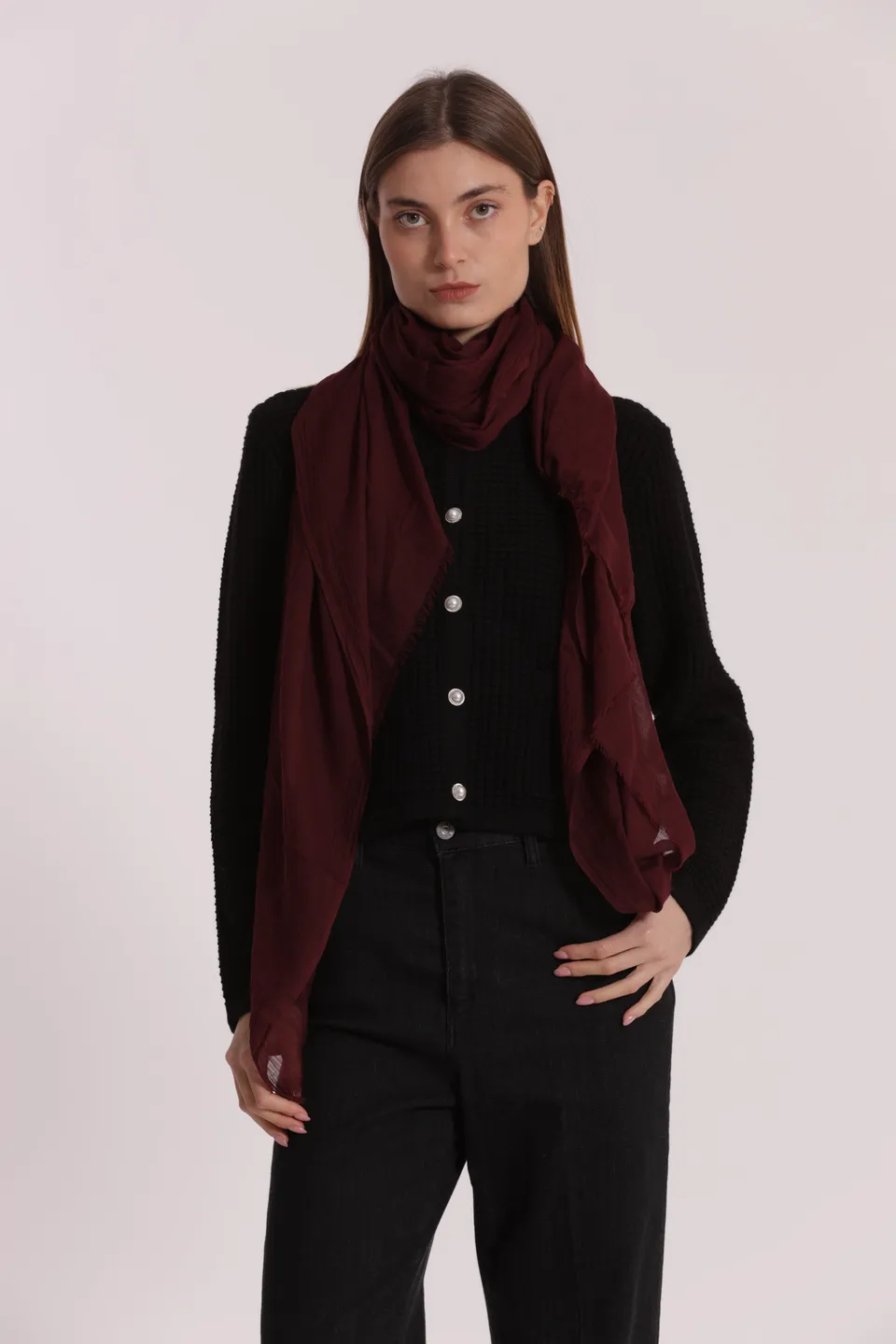 Mimi Mua Foulard Tinta Unita sciarpa 180x80 cm poliestere