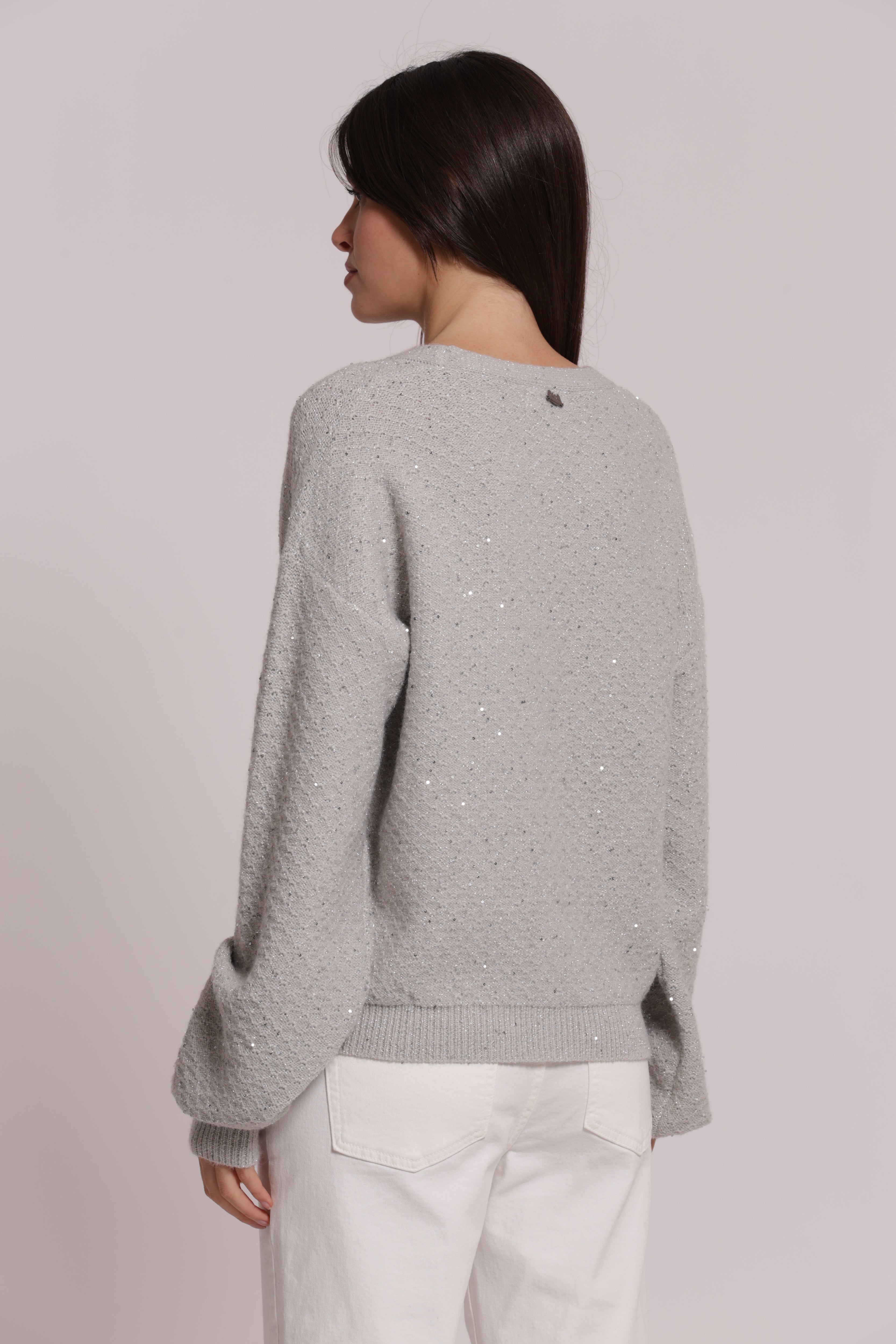 Mimi Mua Cardigan Maglia con Paillettes Nero
