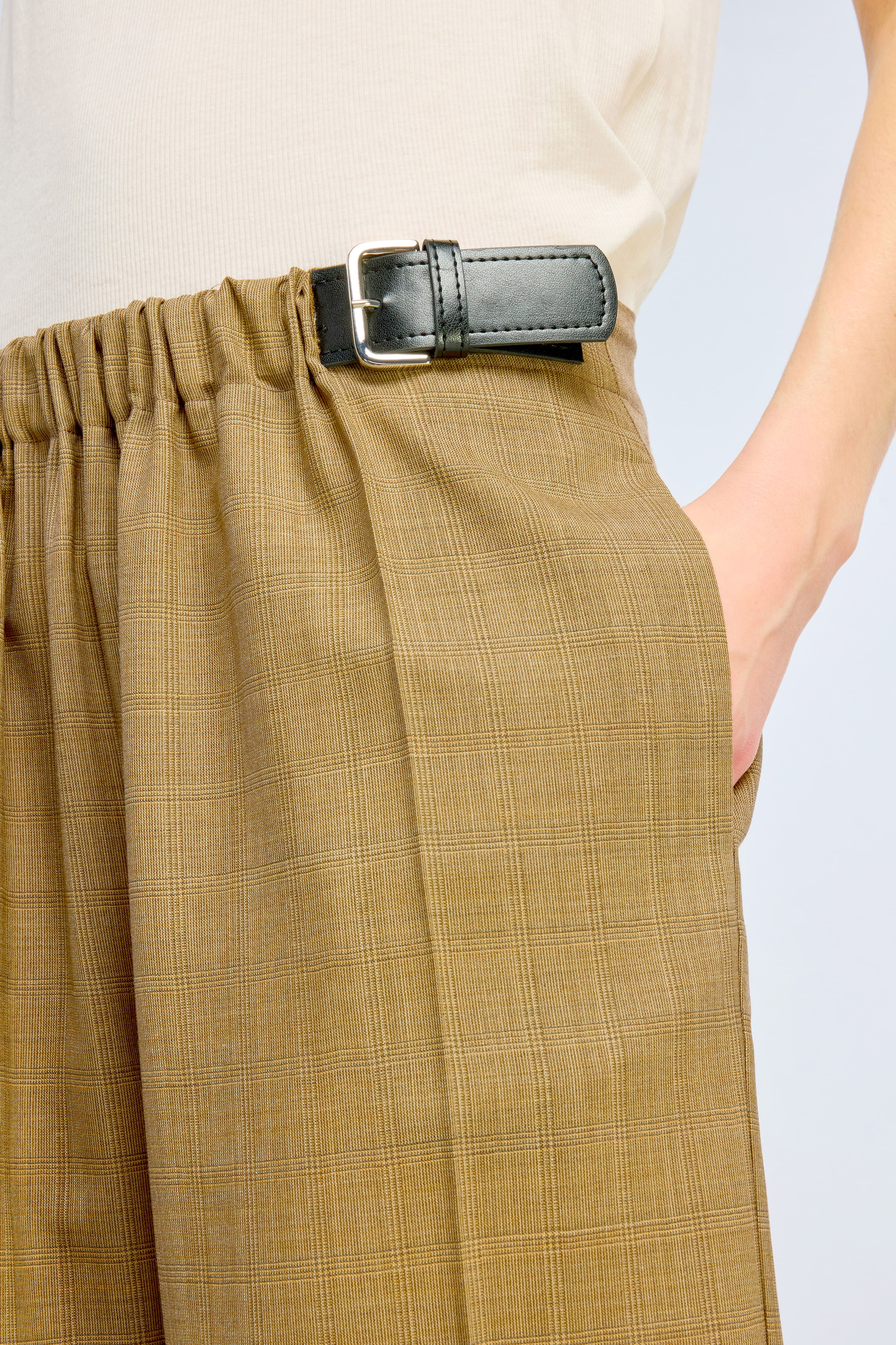 Semicouture Delia pantalone lana gamba dritta check