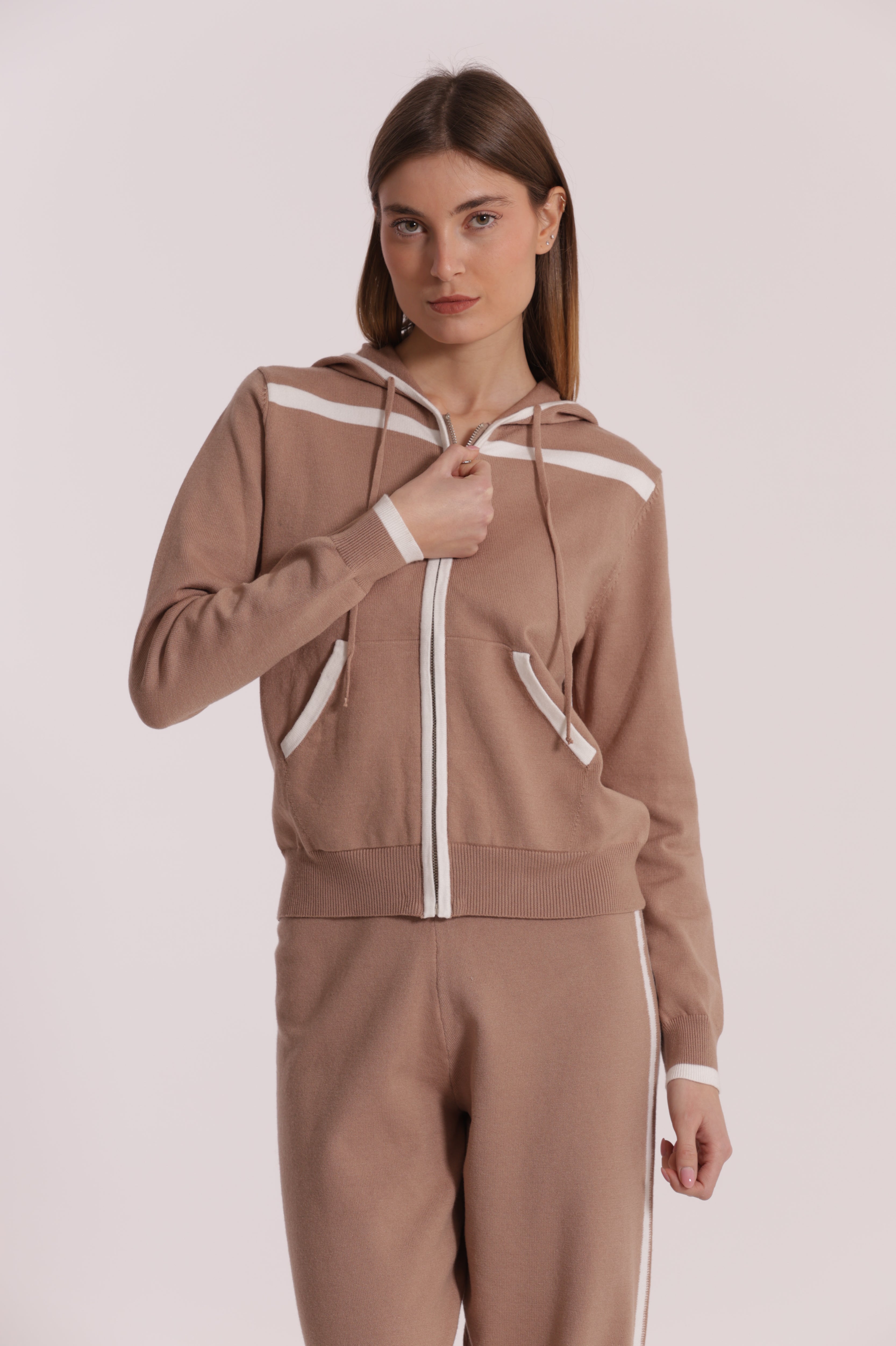 Mimi Mua Felpa in Maglia Bicolor Grigio Blu