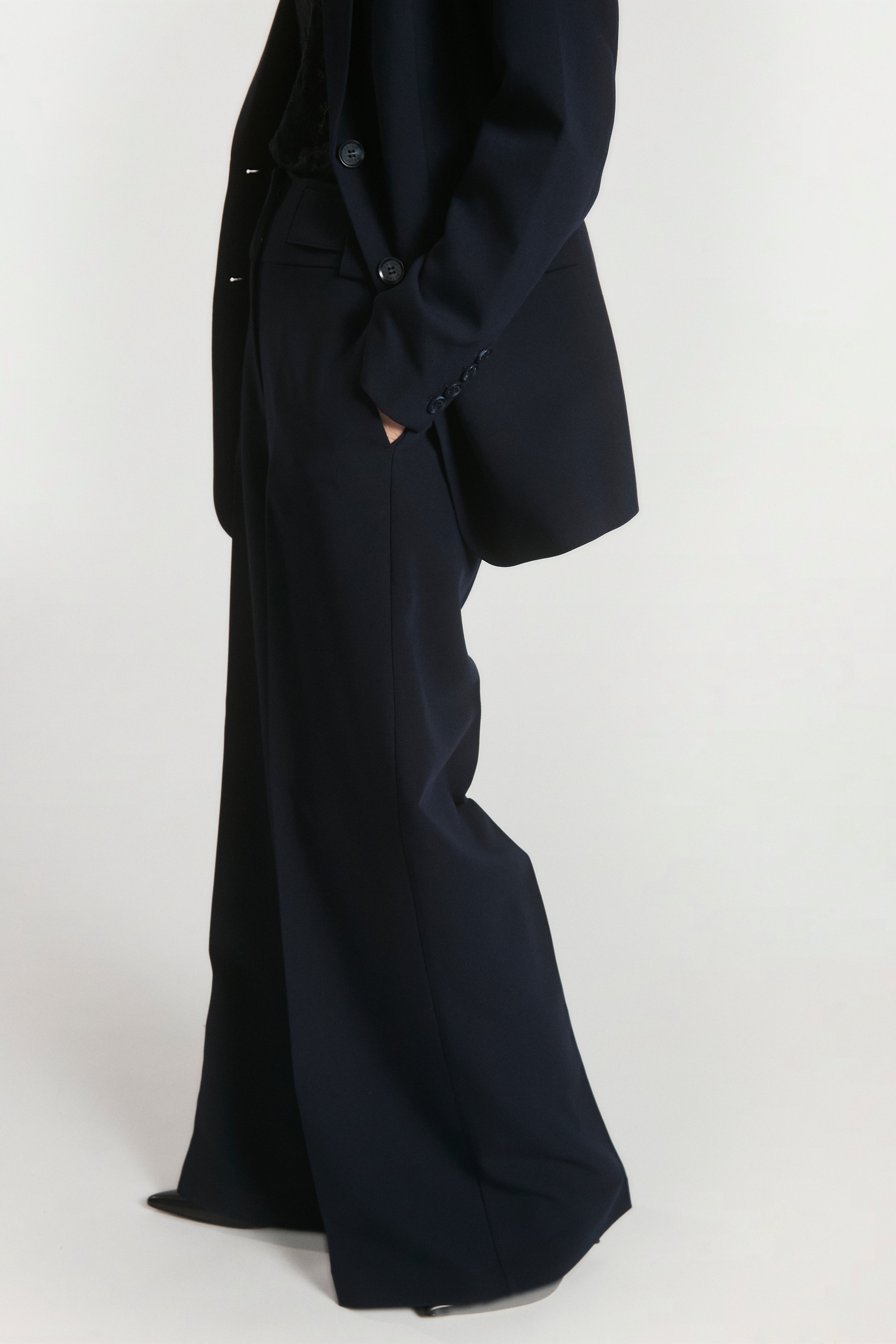Aaiko Nore pantaloni larghi blu notte pieghe