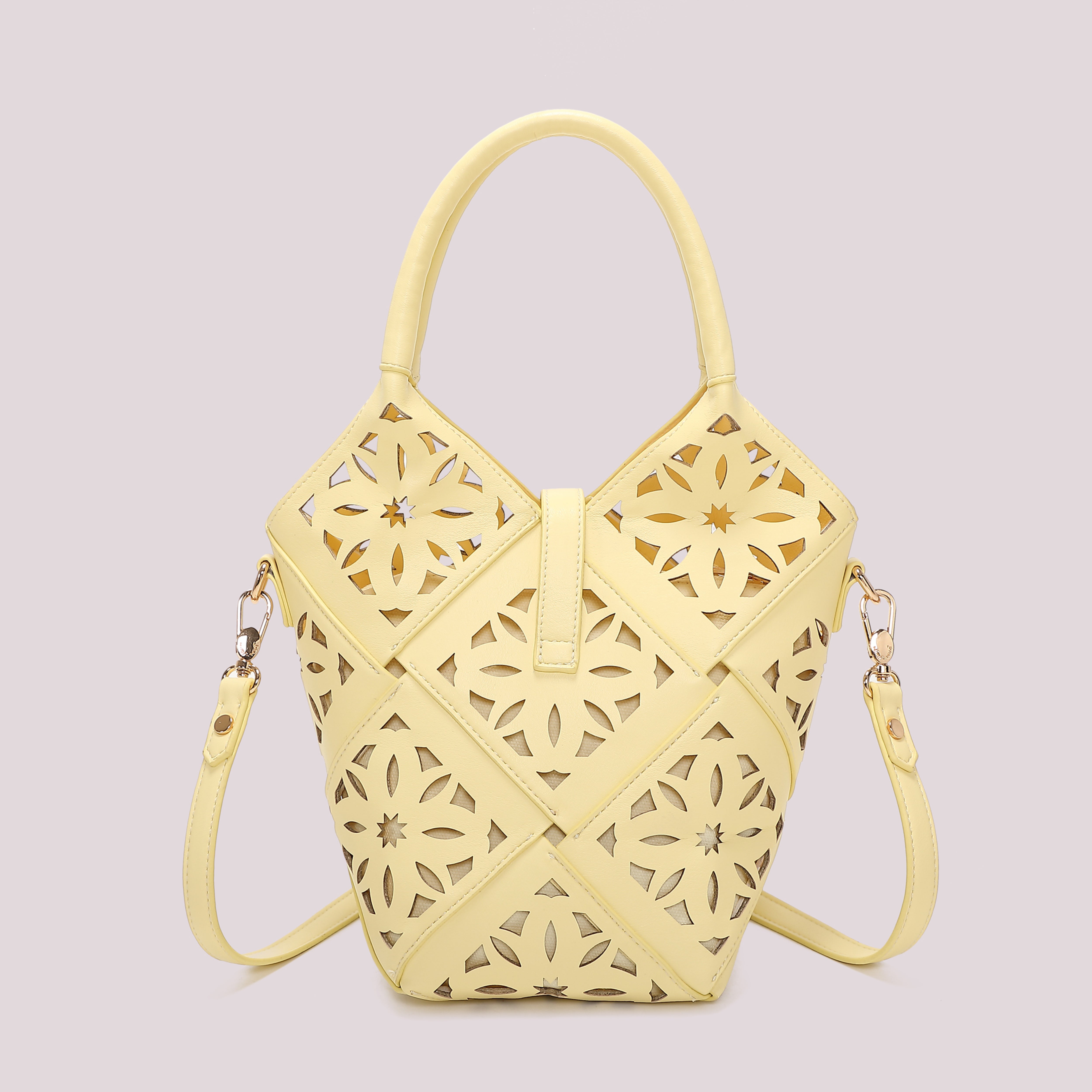 Mimi Mua Tracolla Motivo Traforato Borsa Bianca 26 cm