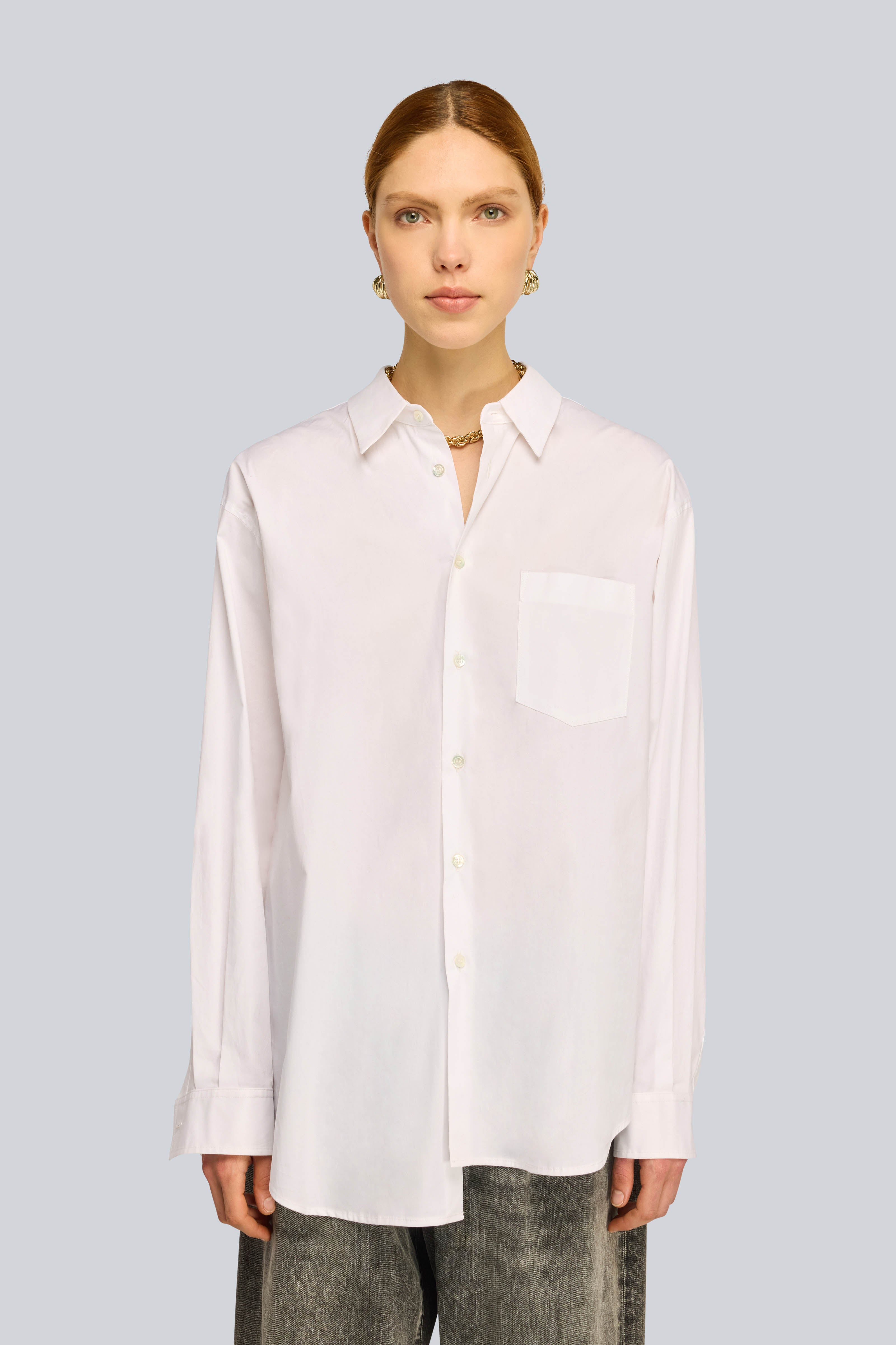 Semicouture Flower S6WK06 camicia bianca asimmetrica