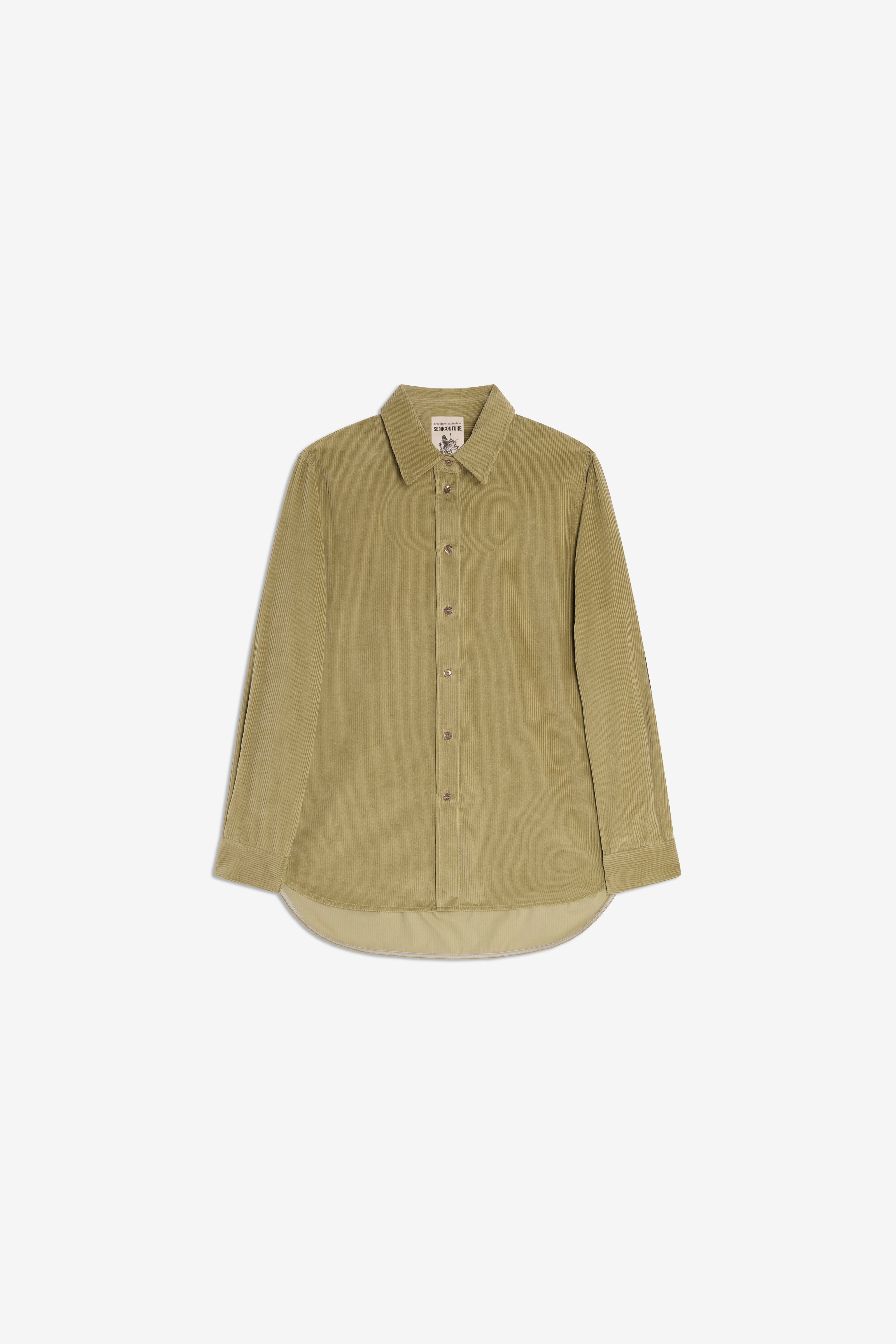 Semicouture Pollyana S6WR42 camicia kaki velluto