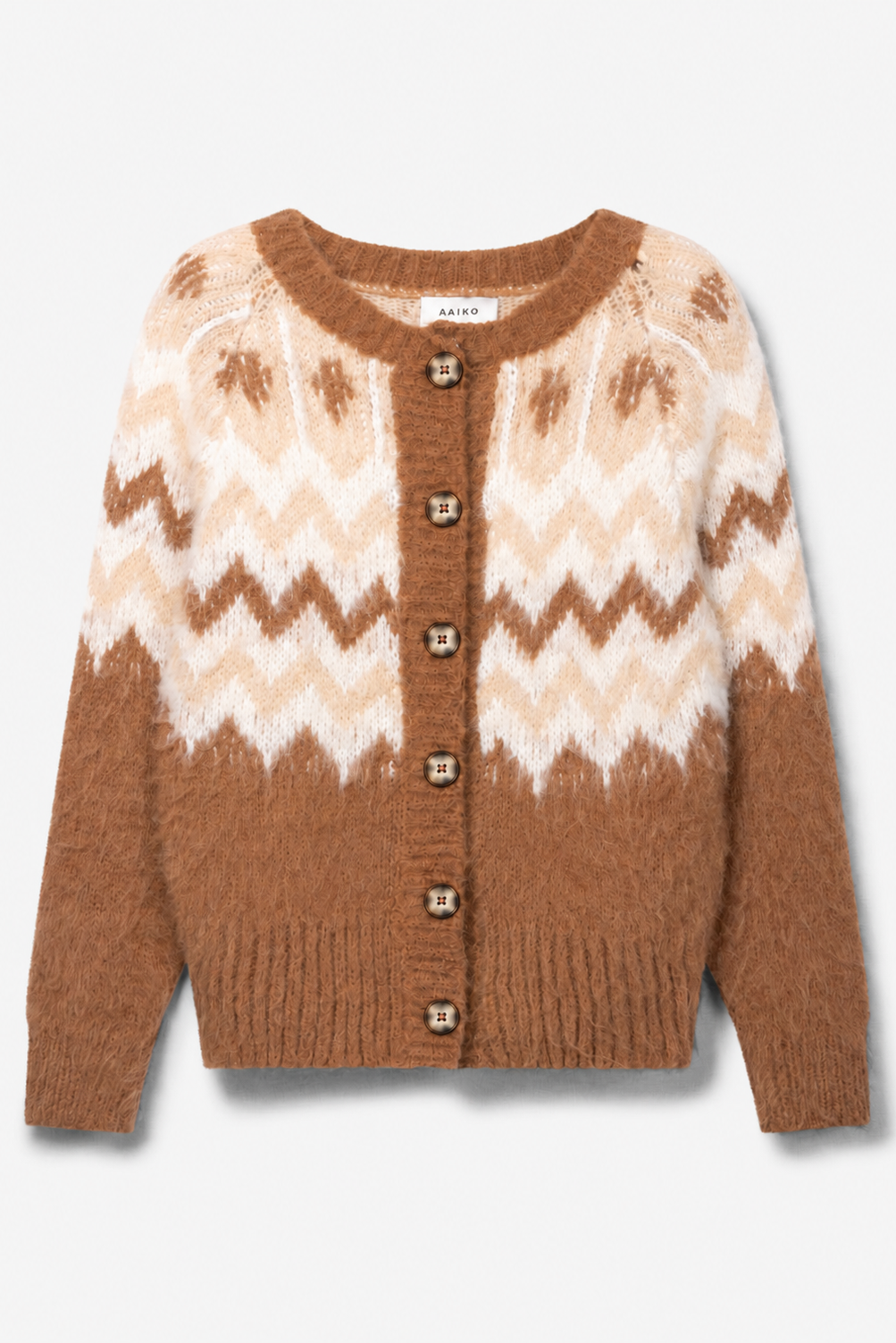 Aaiko Dina cardigan marrone motivo zigzag