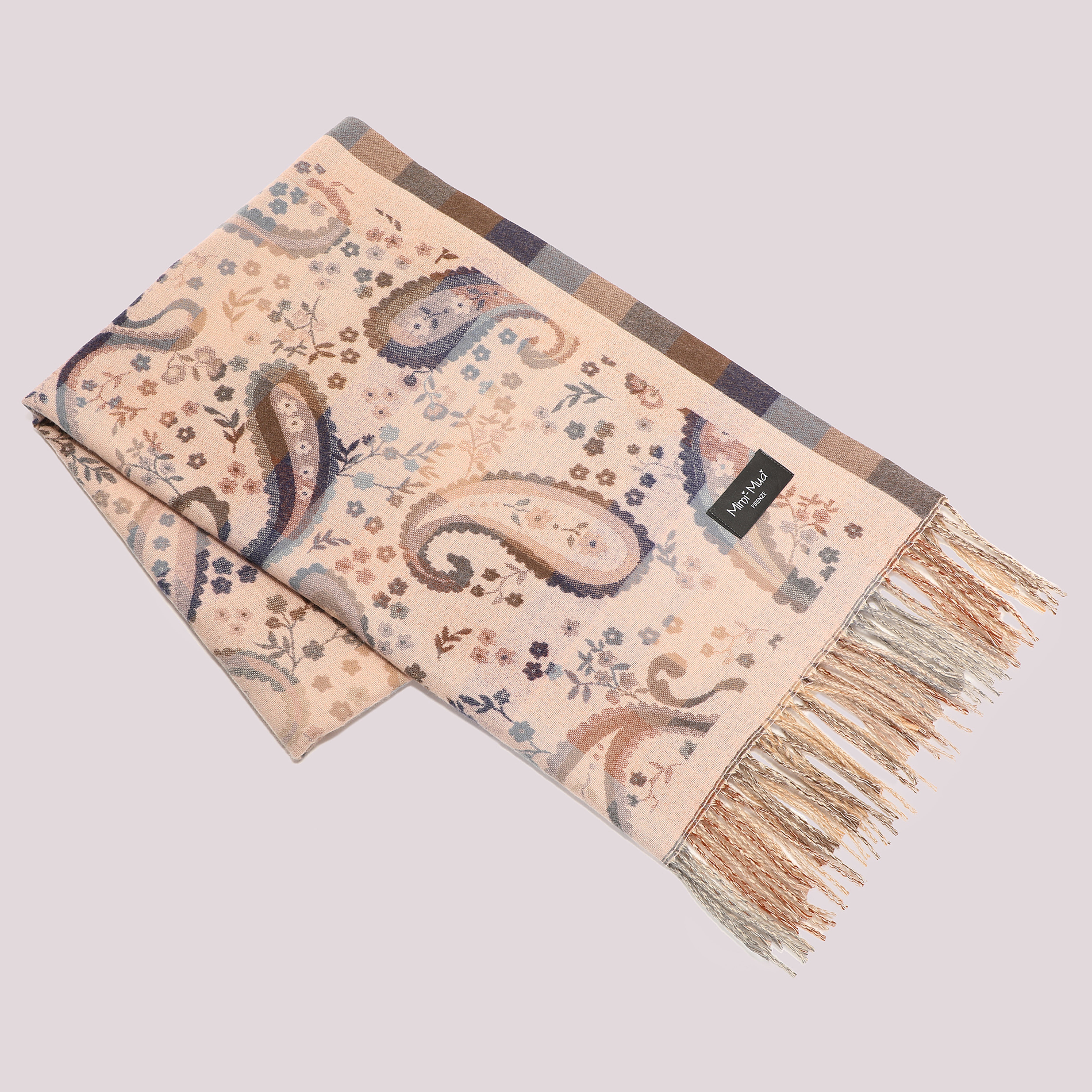 Mimi Mua Sciarpa con Disegno Paisley panna leggera