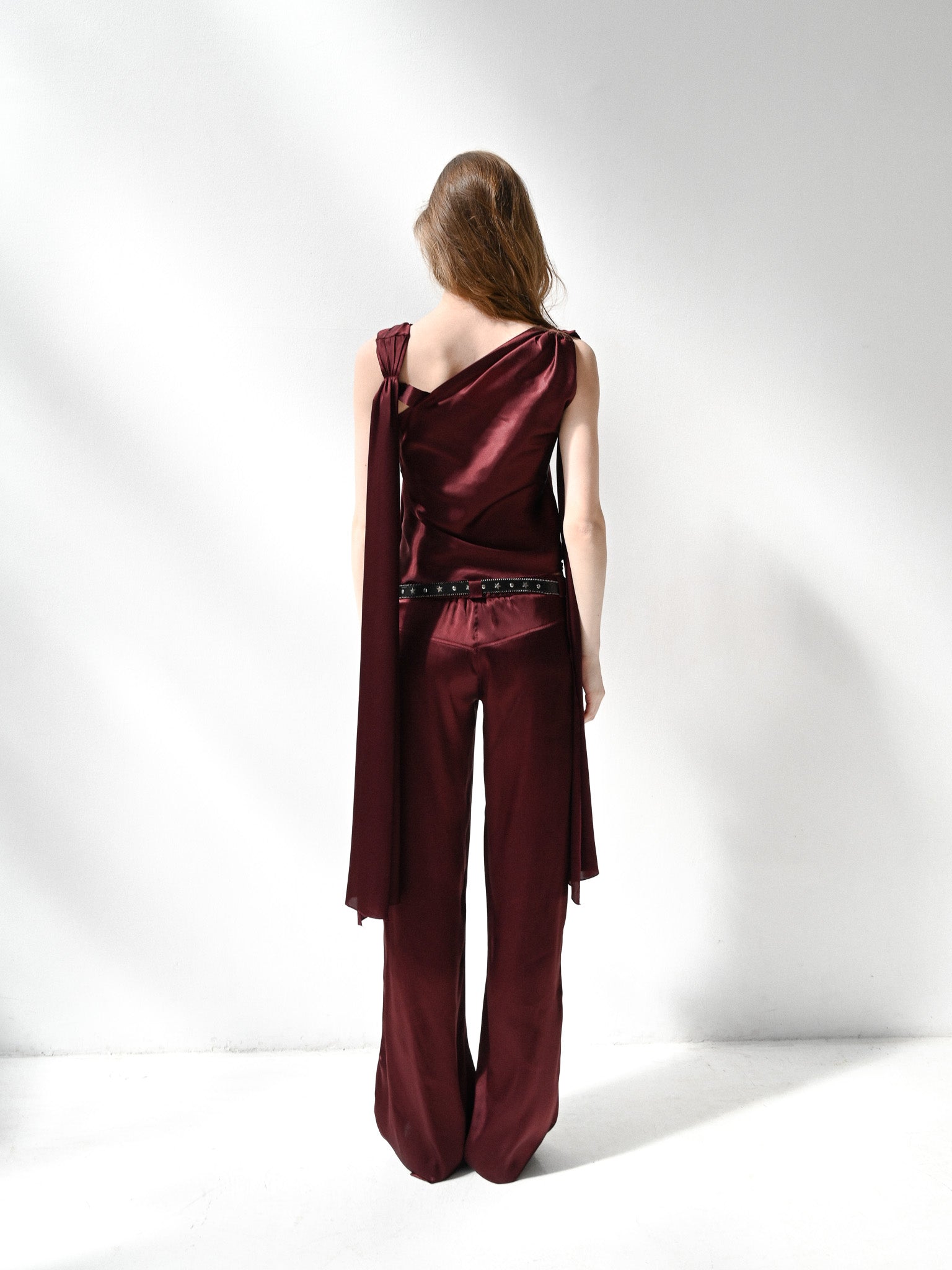 GiglioTigrato Noa IV pantaloni seta bordeaux vita bassa