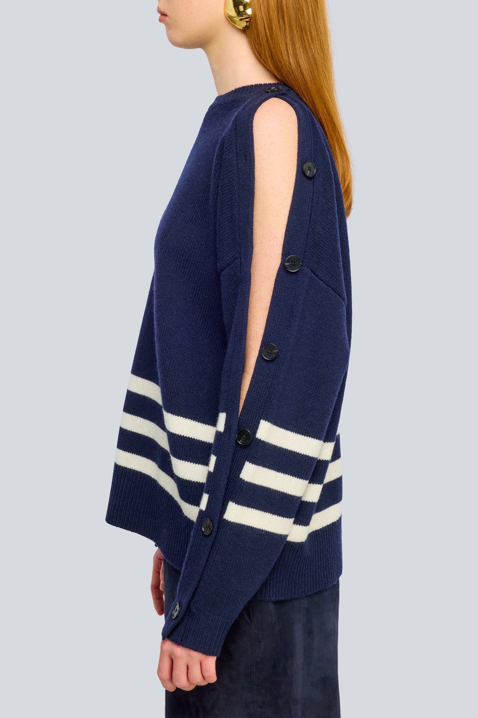 Semicouture Zena maglia grigia rigata cashmere