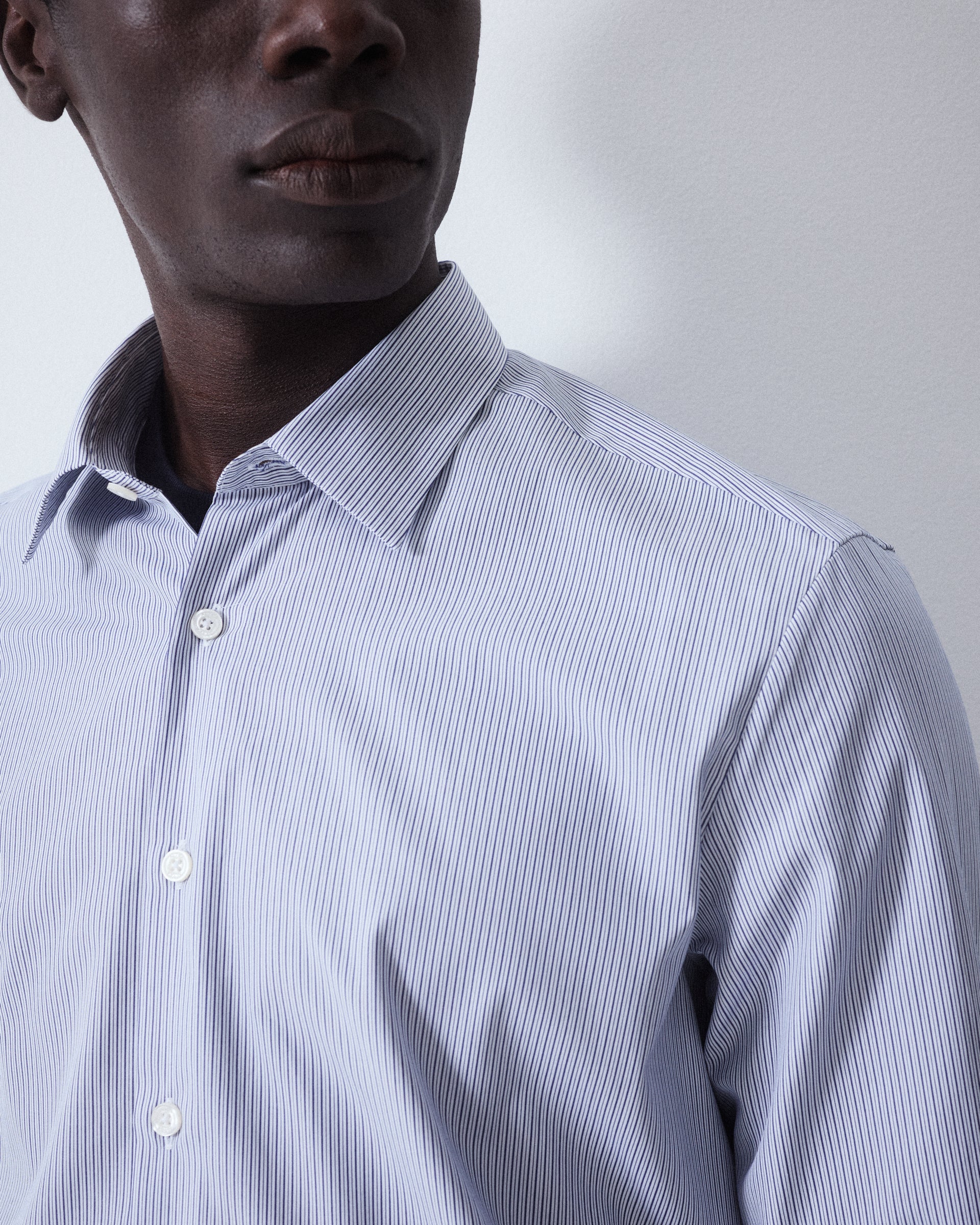 Altea Scott camicia popeline rigato bianco navy