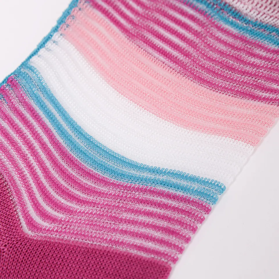 Mimi Mua calzini a righe wine azzurro cotone