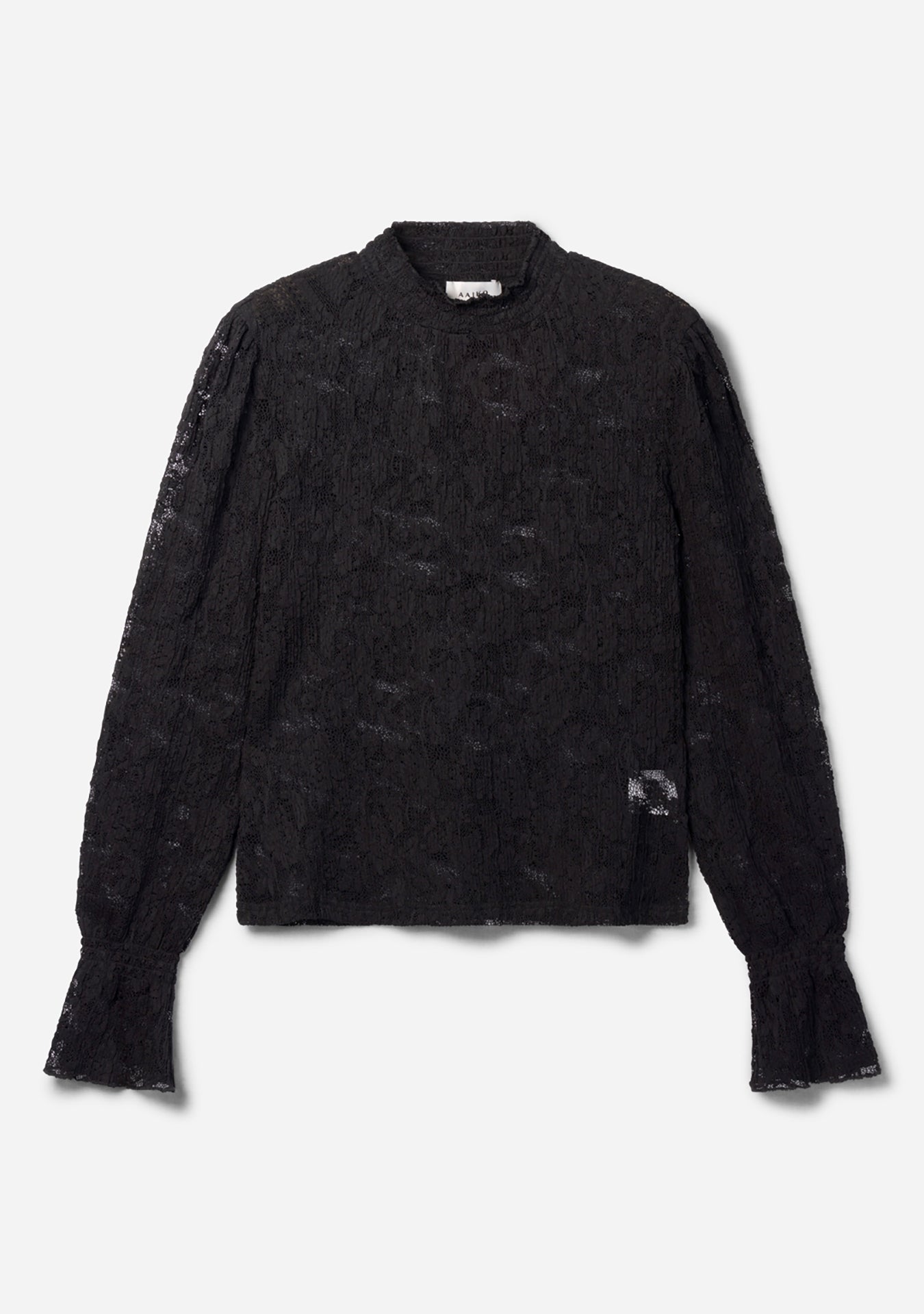 Aaiko Tory top plisse nero pizzo collo alto