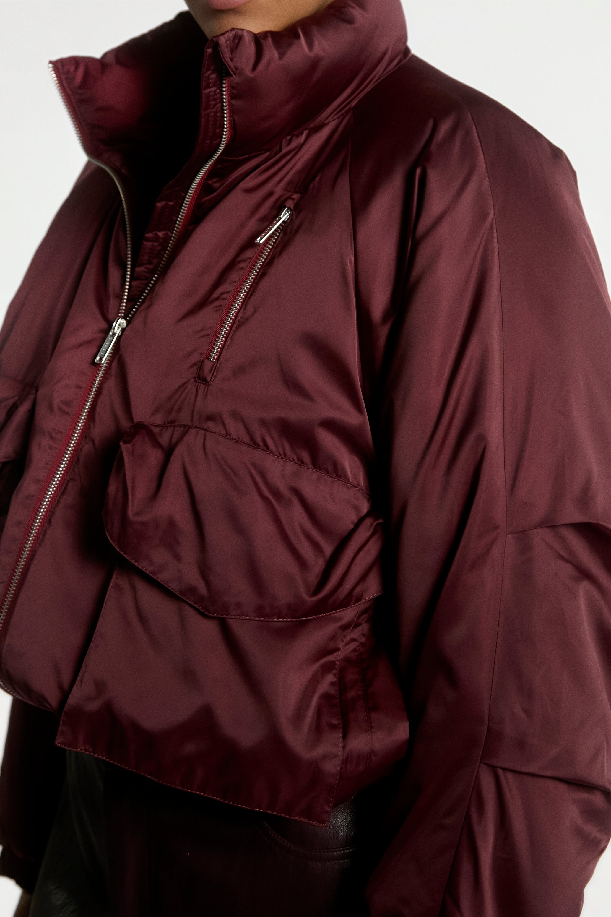 Aaiko Rosaline giacca cropped merlot con zip