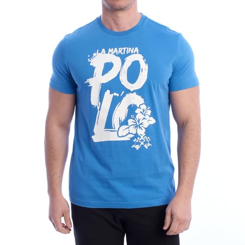 La Martina YMR323-JS206 T-shirt uomo cotone blu S